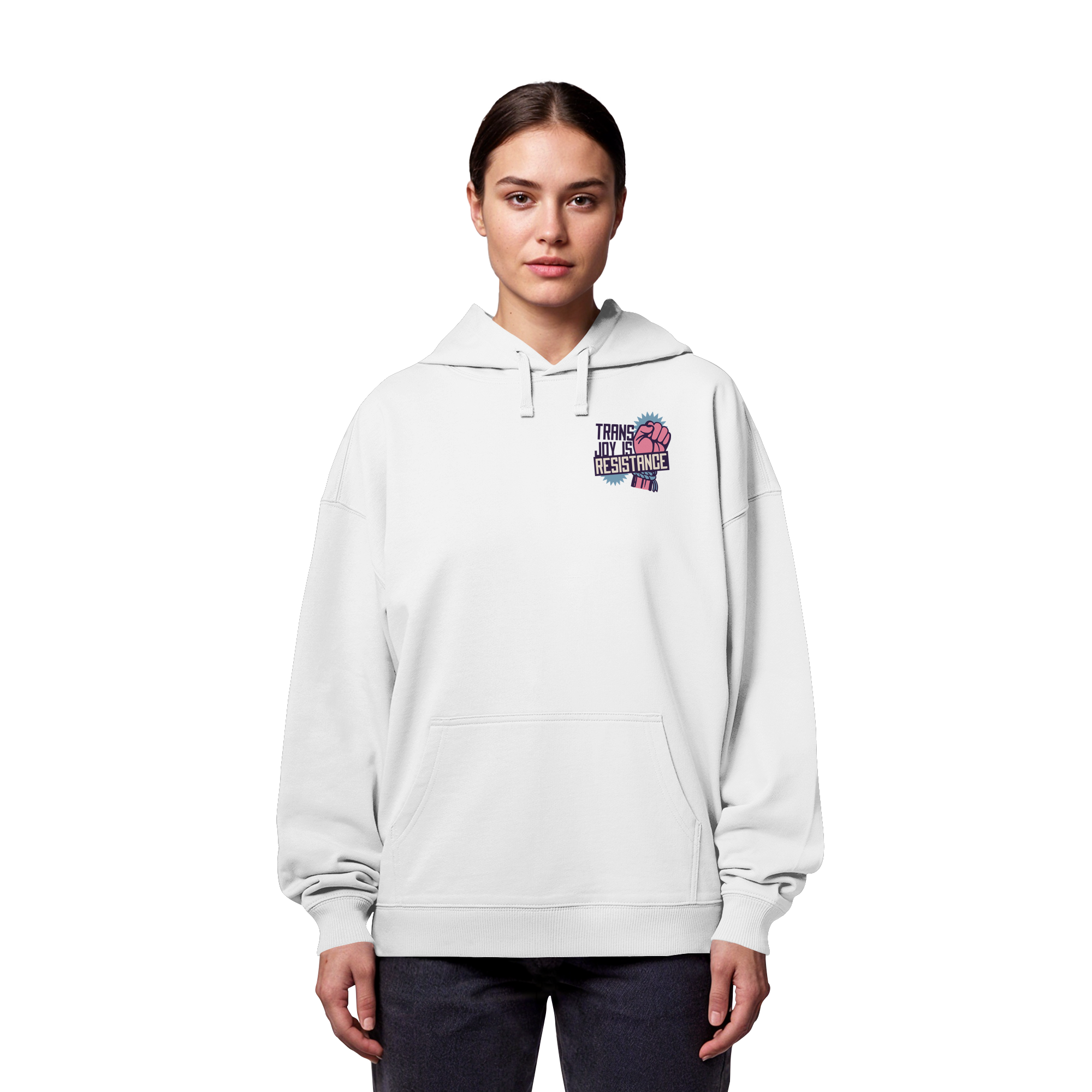 Trans Joy Is Resistance "Raised Fist Edition" - Organic Oversize Hoodie