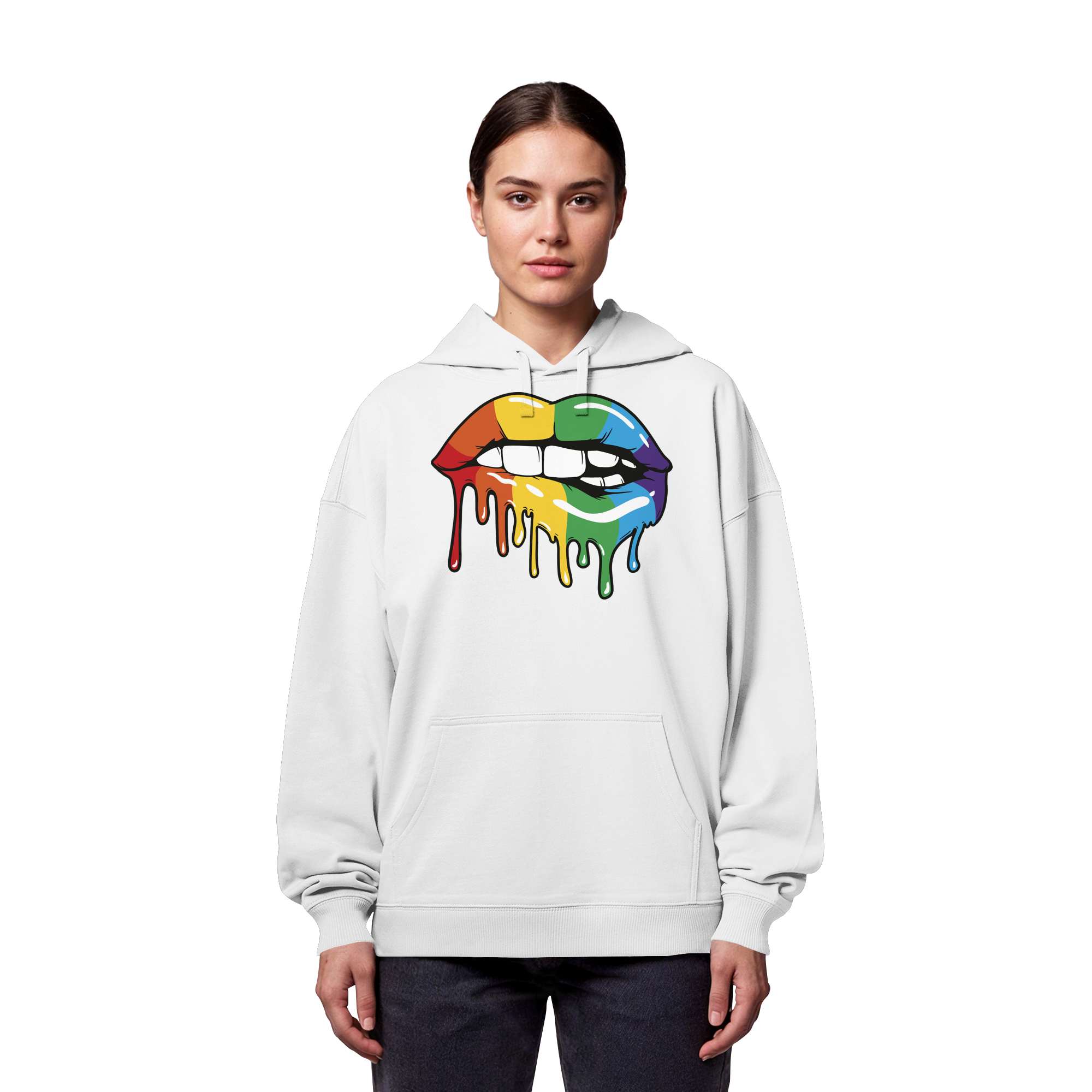 Regenbogen Lippen - Organic Oversize Hoodie