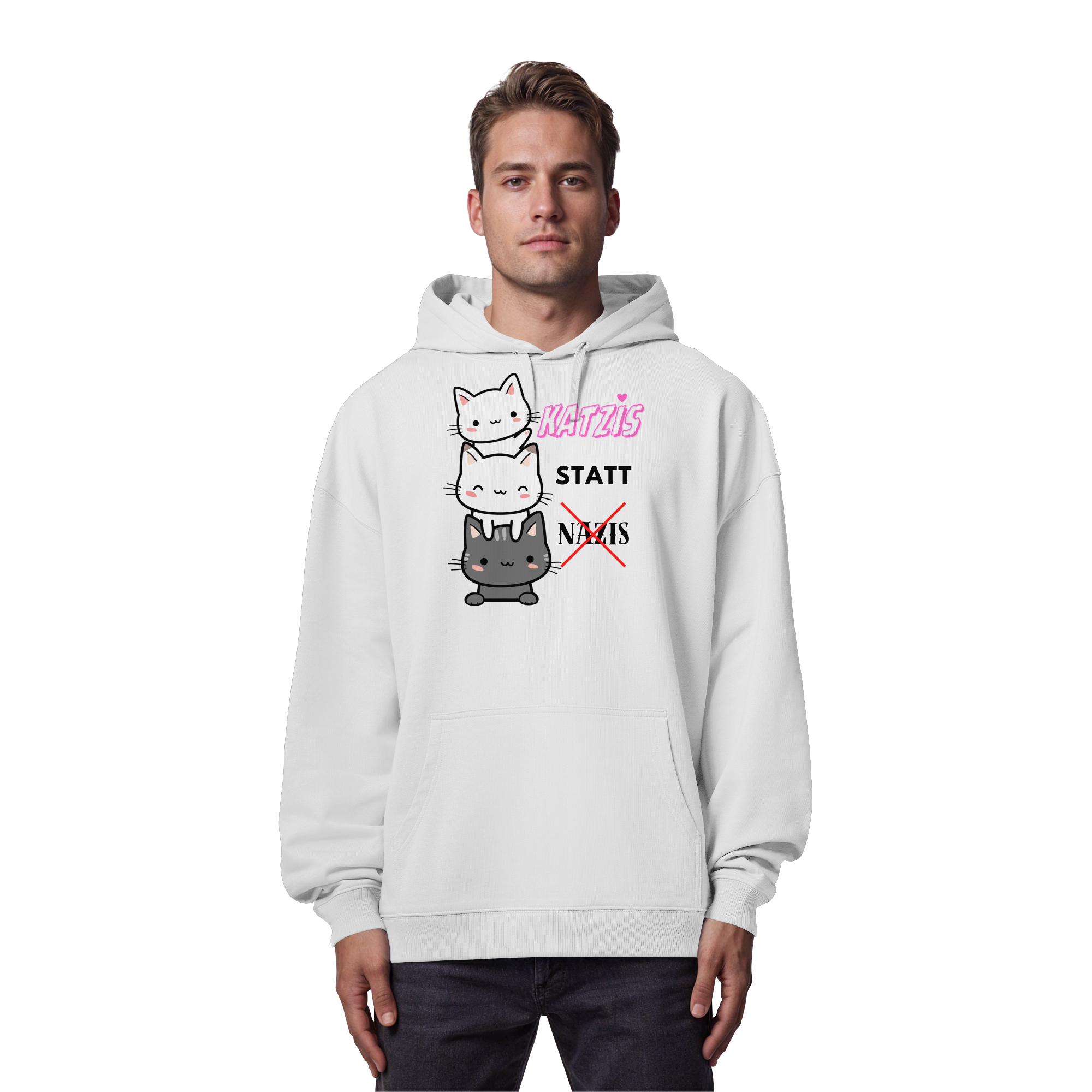 Katzis statt Nazis - Organic Oversize Hoodie