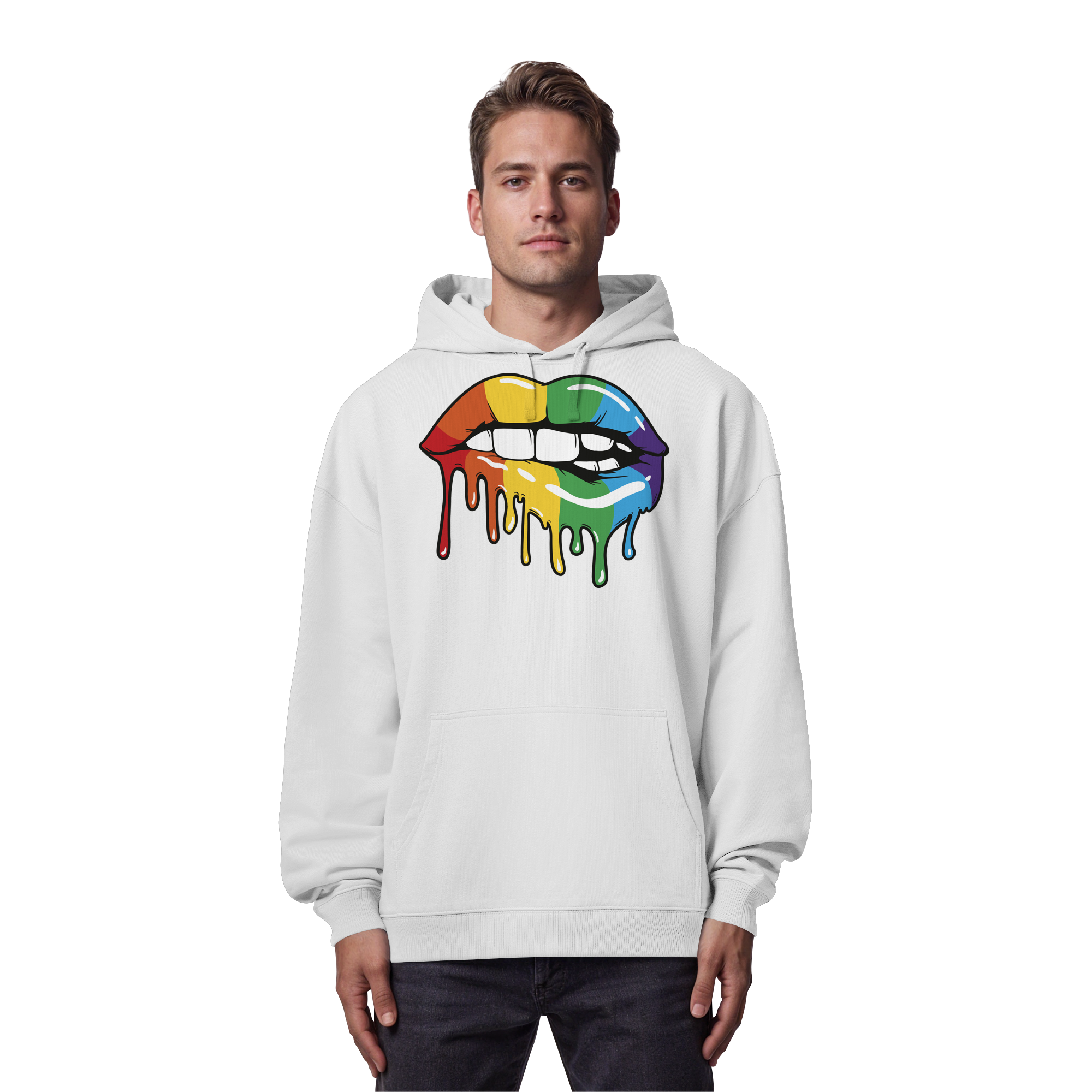 Regenbogen Lippen - Organic Oversize Hoodie