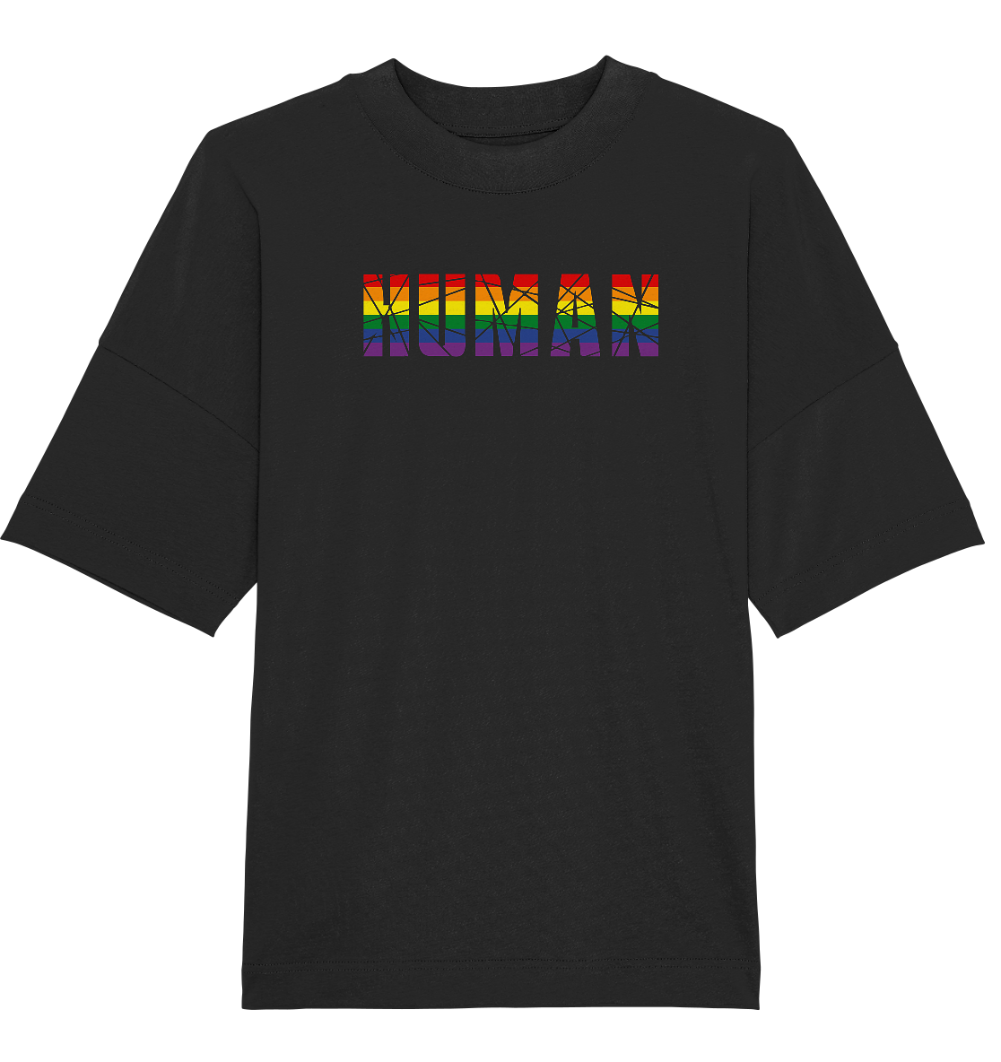 HUMAN in Regenbogen-Farben - Organic Oversize Shirt