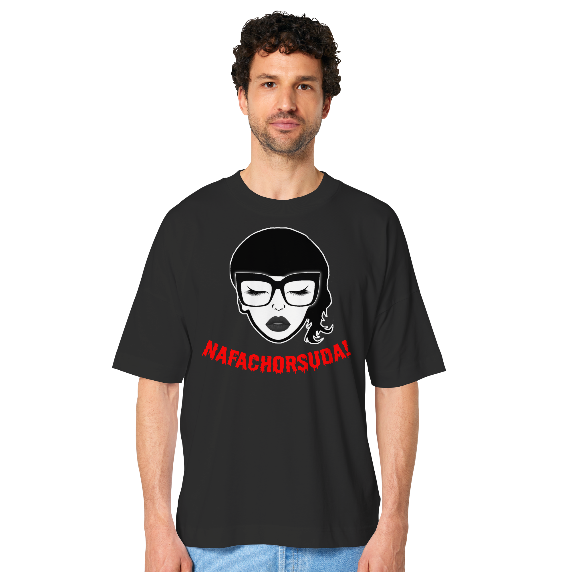 Nafachorsuda! Rote Schrift - Oversize Shirt