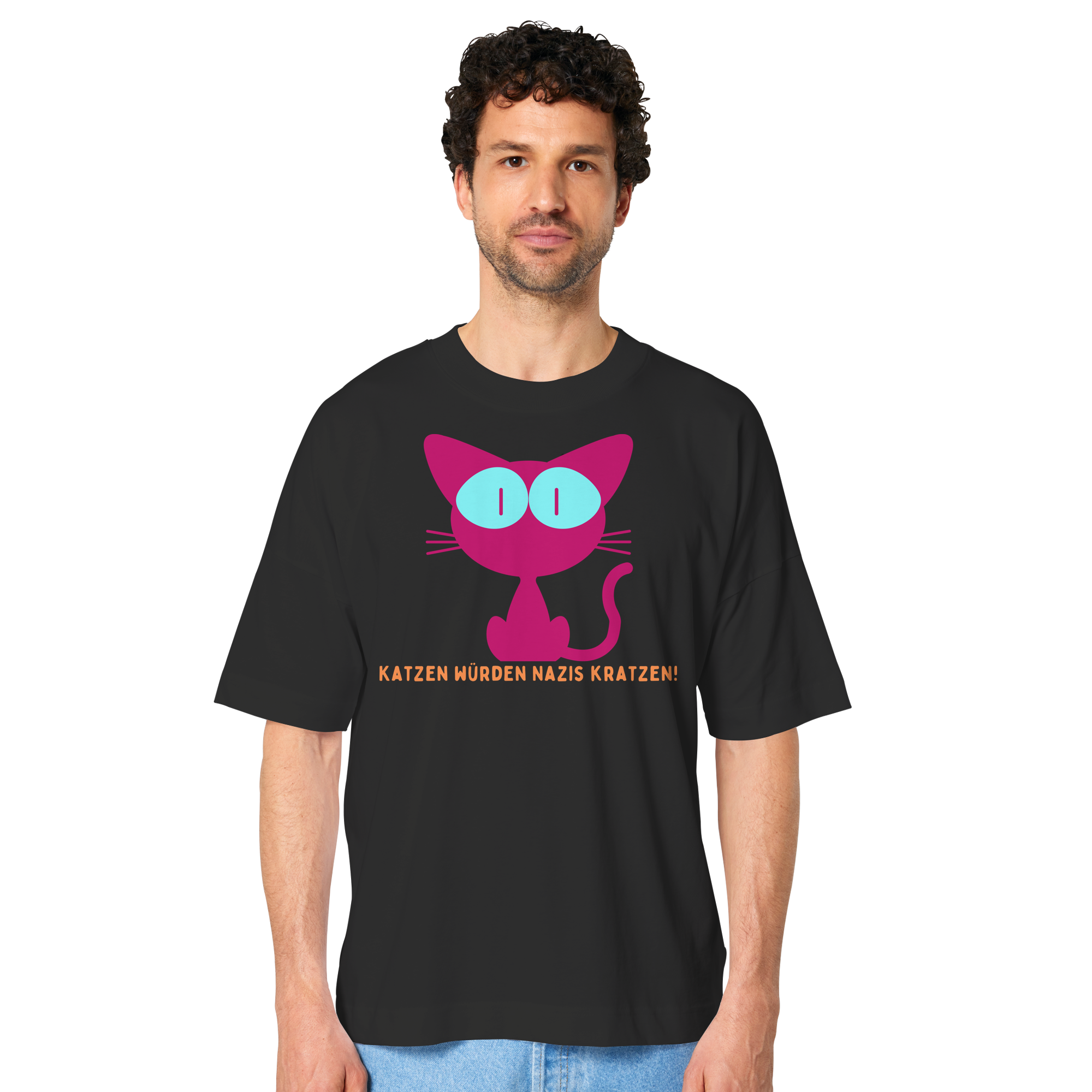 Katzen würden Nazis kratzen Oversize Shirt