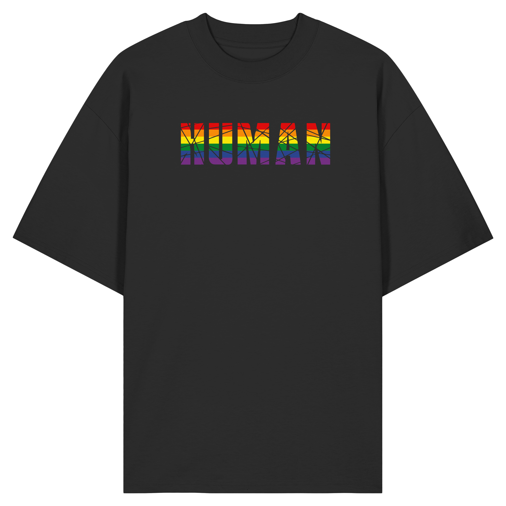 HUMAN in Regenbogen Farben - Organic Oversize Shirt