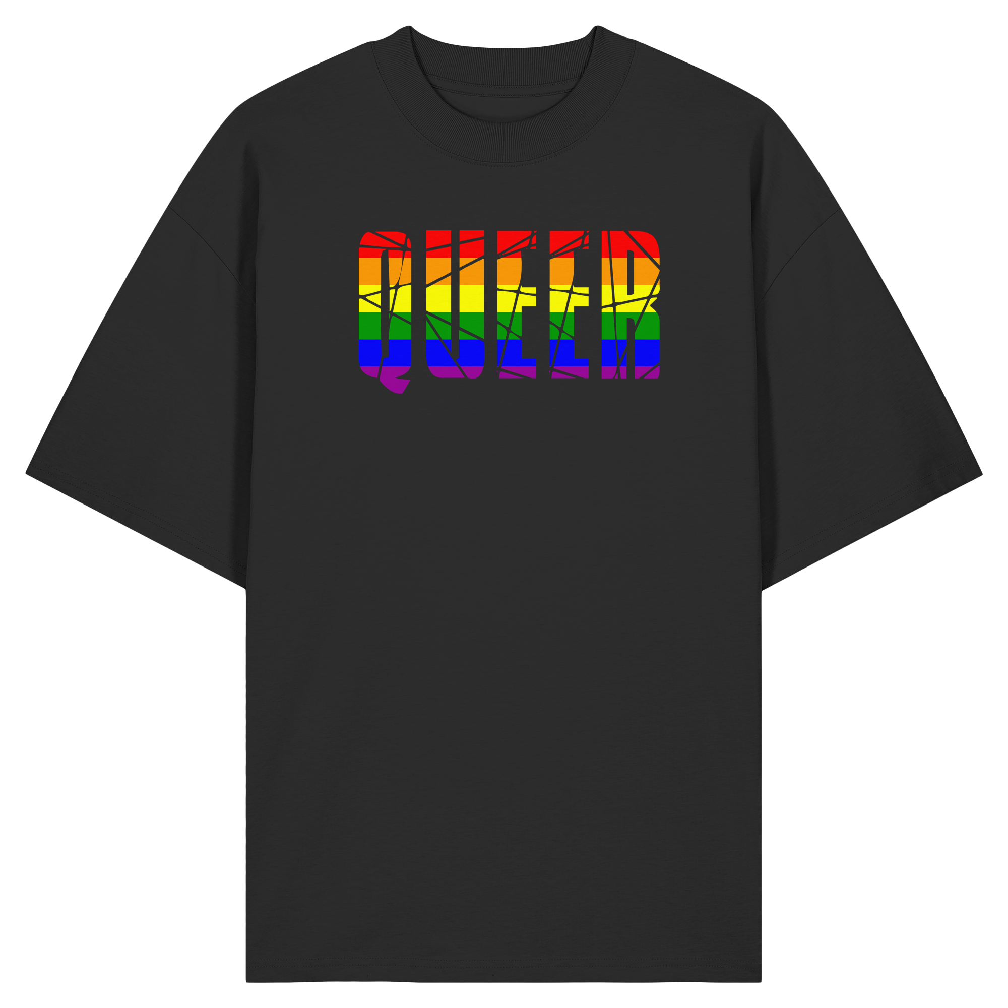 QUEER in Regenbogen Farben - Organic Oversize Shirt
