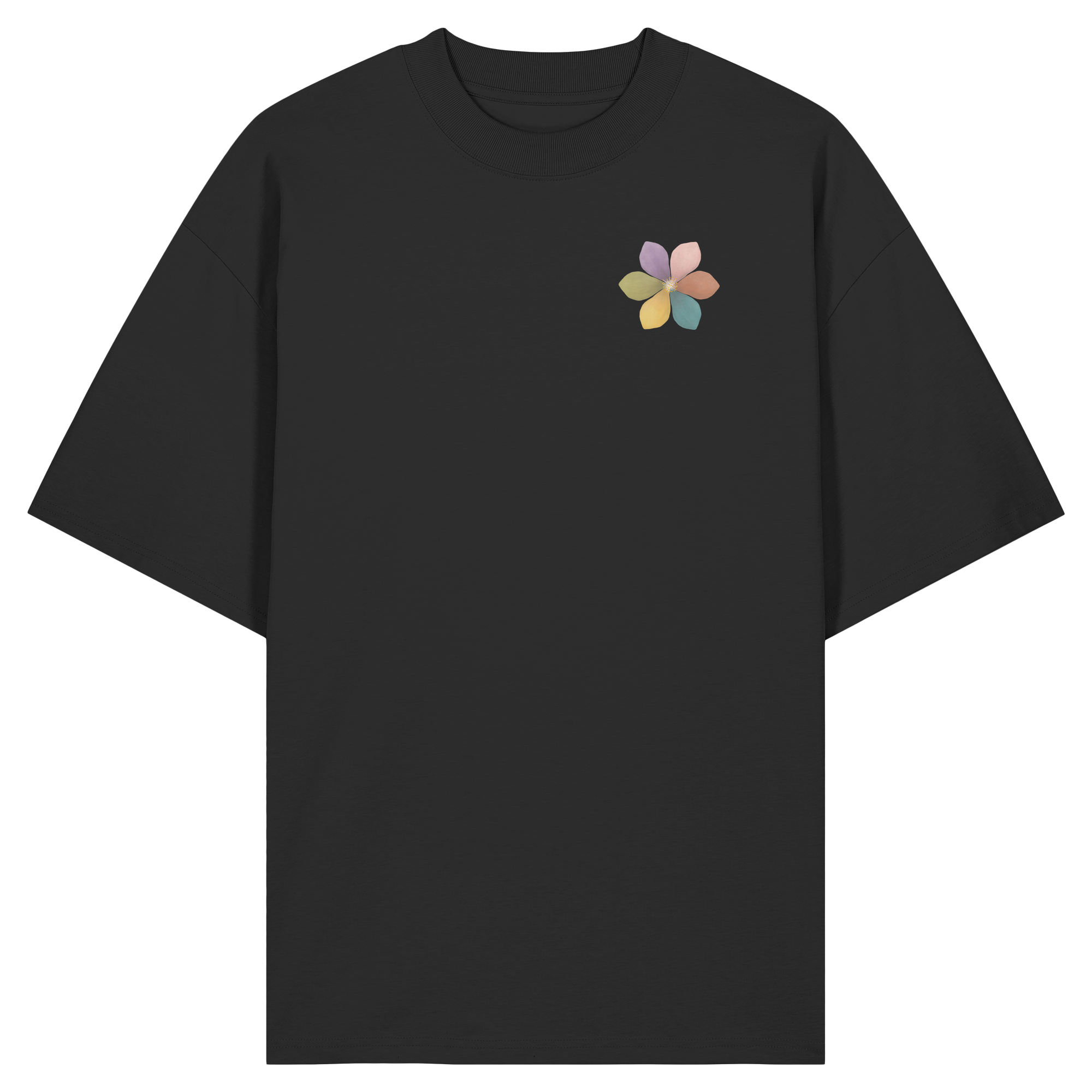 Einatmen Ausatmen "Achtsamkeitsblüte Edition" Backprint - Organic Oversize Shirt