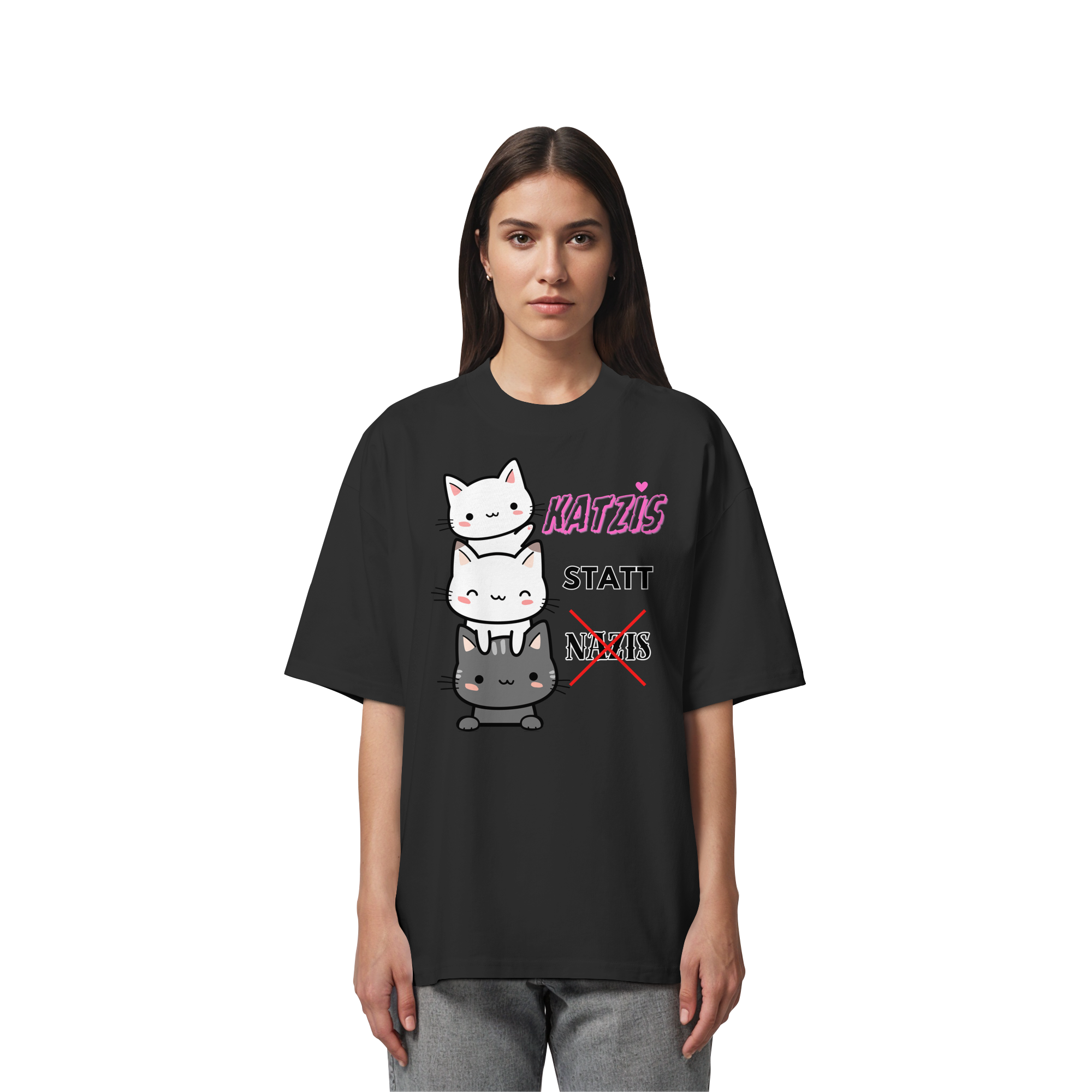 Katzis statt Nazis - Organic Oversize Shirt