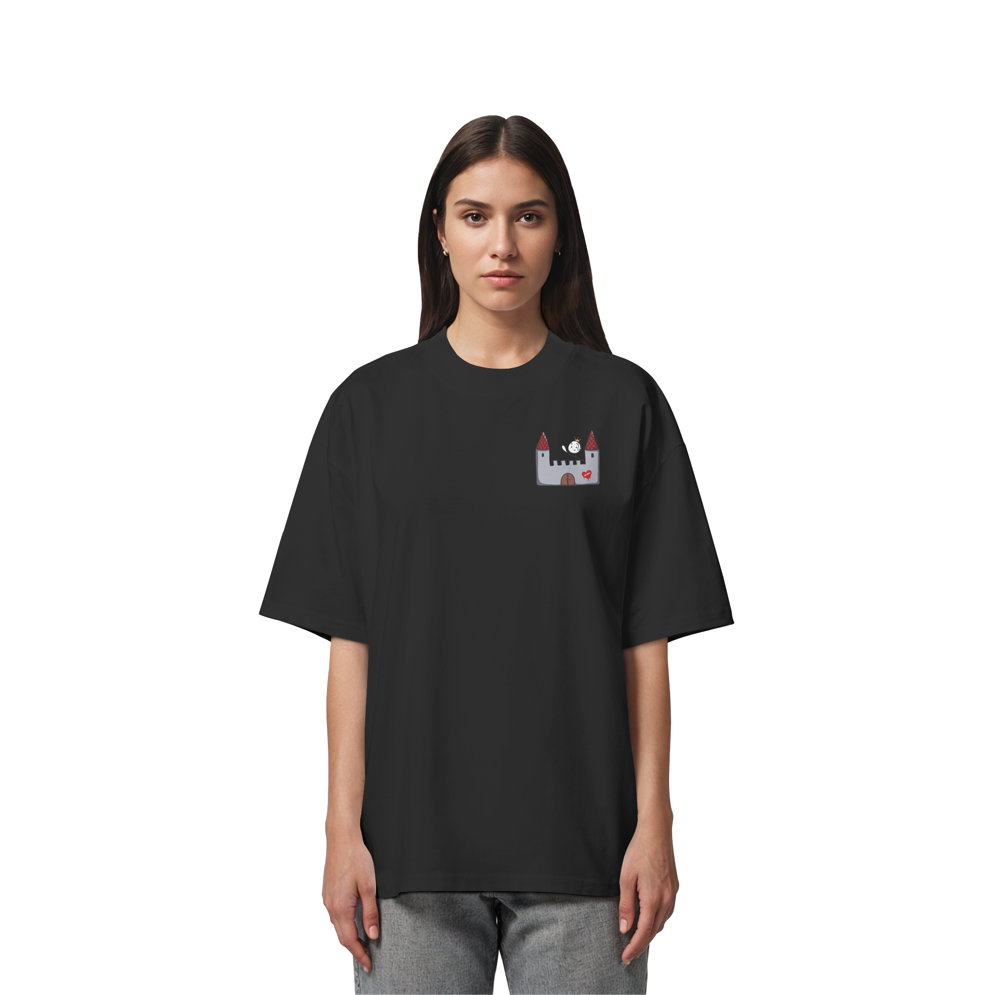 Seelenmännchen "Schloss Edition" Brustprint (dunkel) - Organic Oversize Shirt