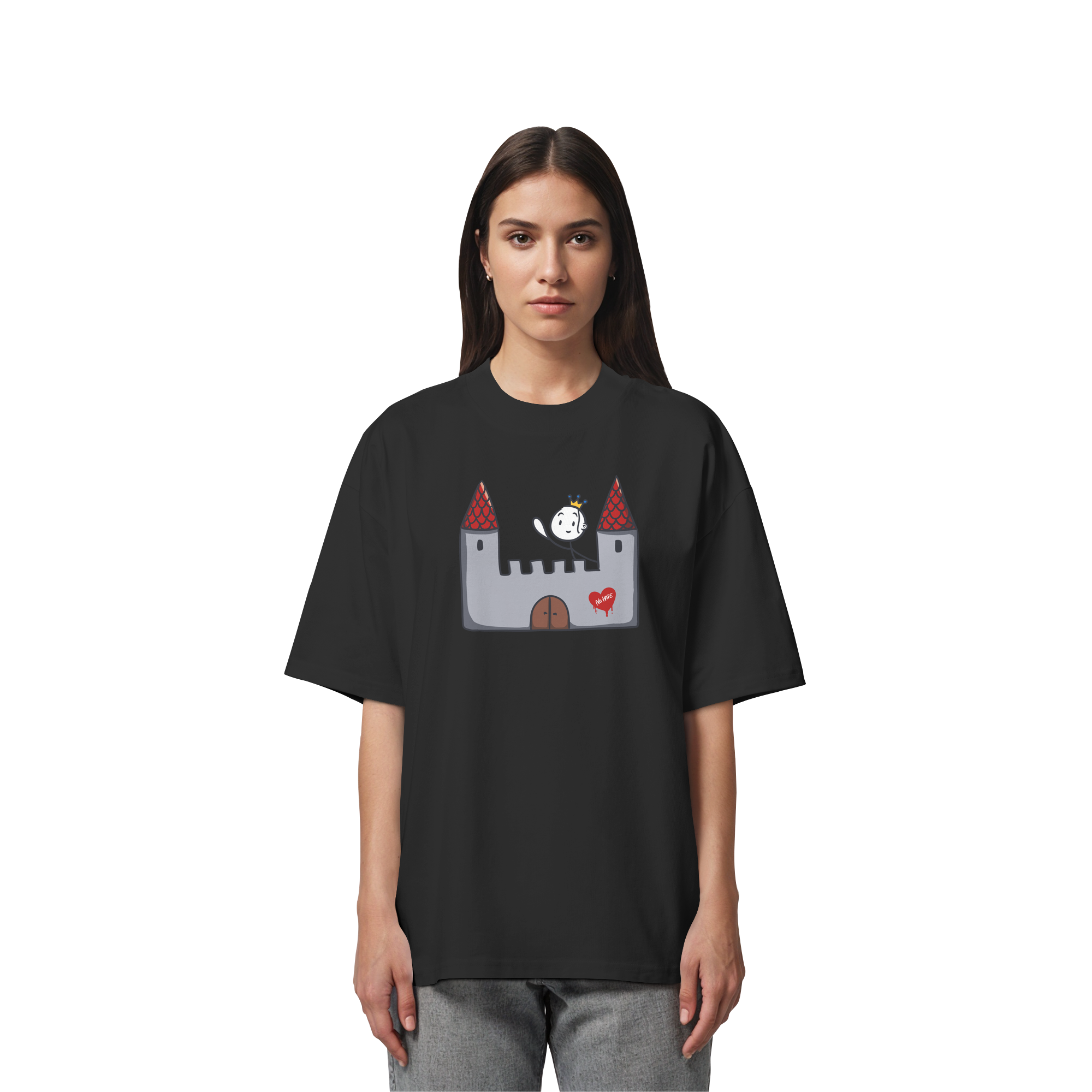 Seelenmännchen "Schloss Edition" Frontprint (dunkel) - Organic Oversize Shirt