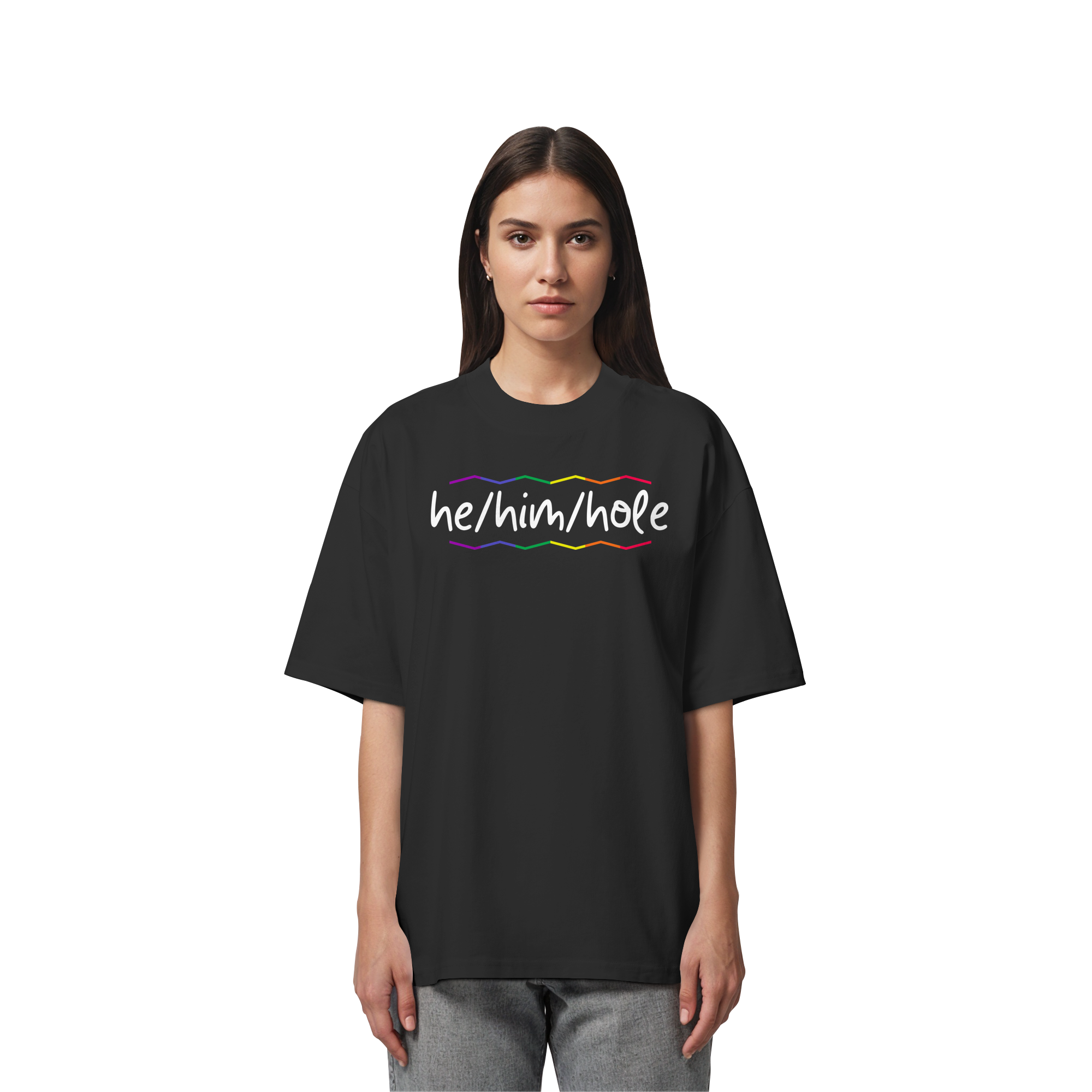 he/him/hole "Pride Waves Edition" - Organic Oversize Shirt
