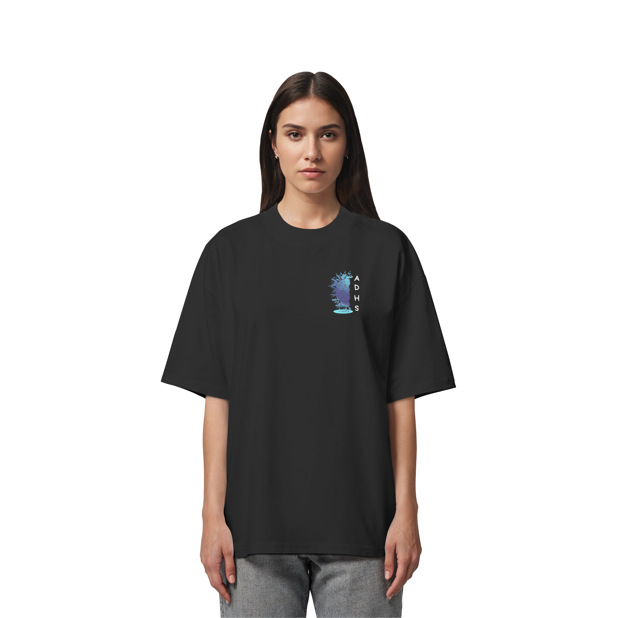 ADHS Ausdrucksvoll Direkt Hilfsbereit Selbstbewusst Backprint - Organic Oversize Shirt