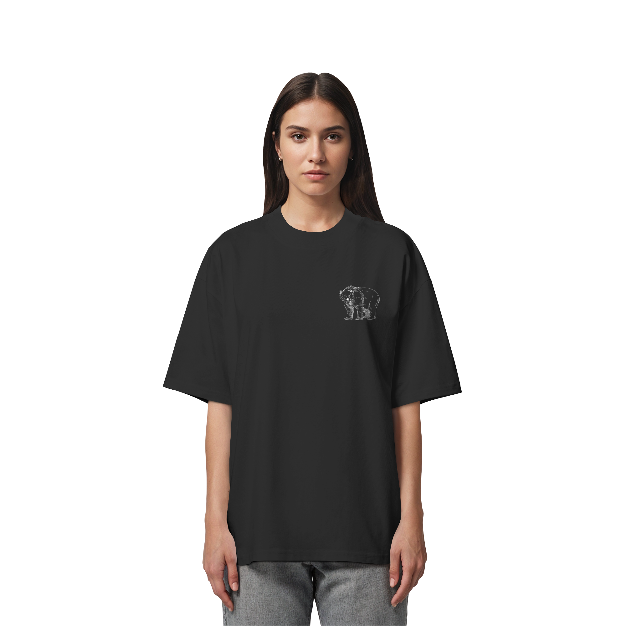 Team Bär Backprint (weiß) - Organic Oversize Shirt