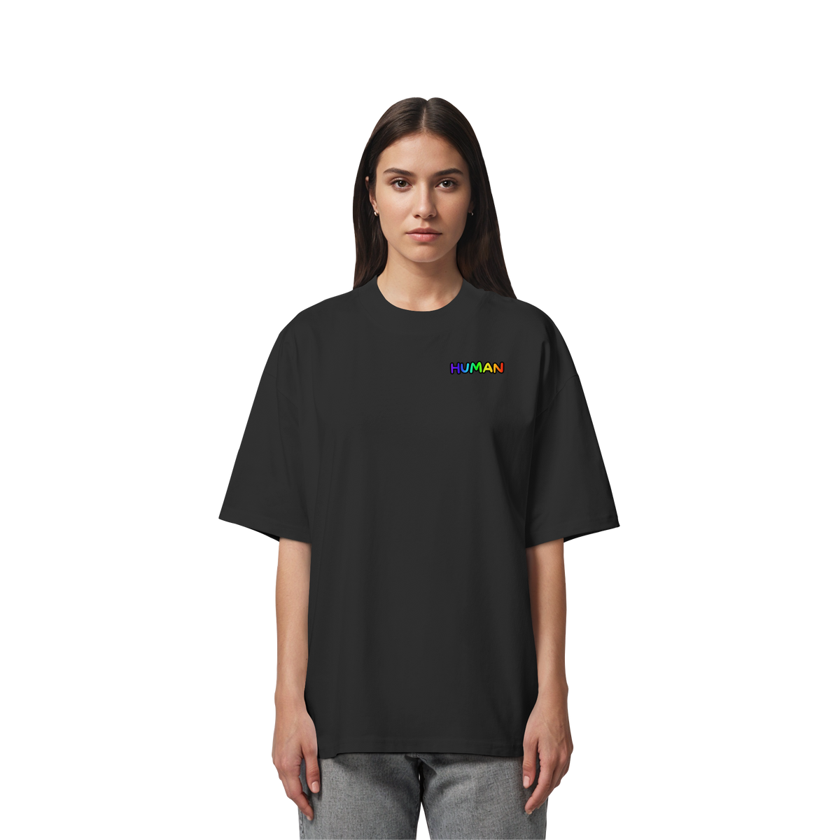 HUMAN in Regenbogen Farben "Bubble Edition" - Organic Oversize Shirt