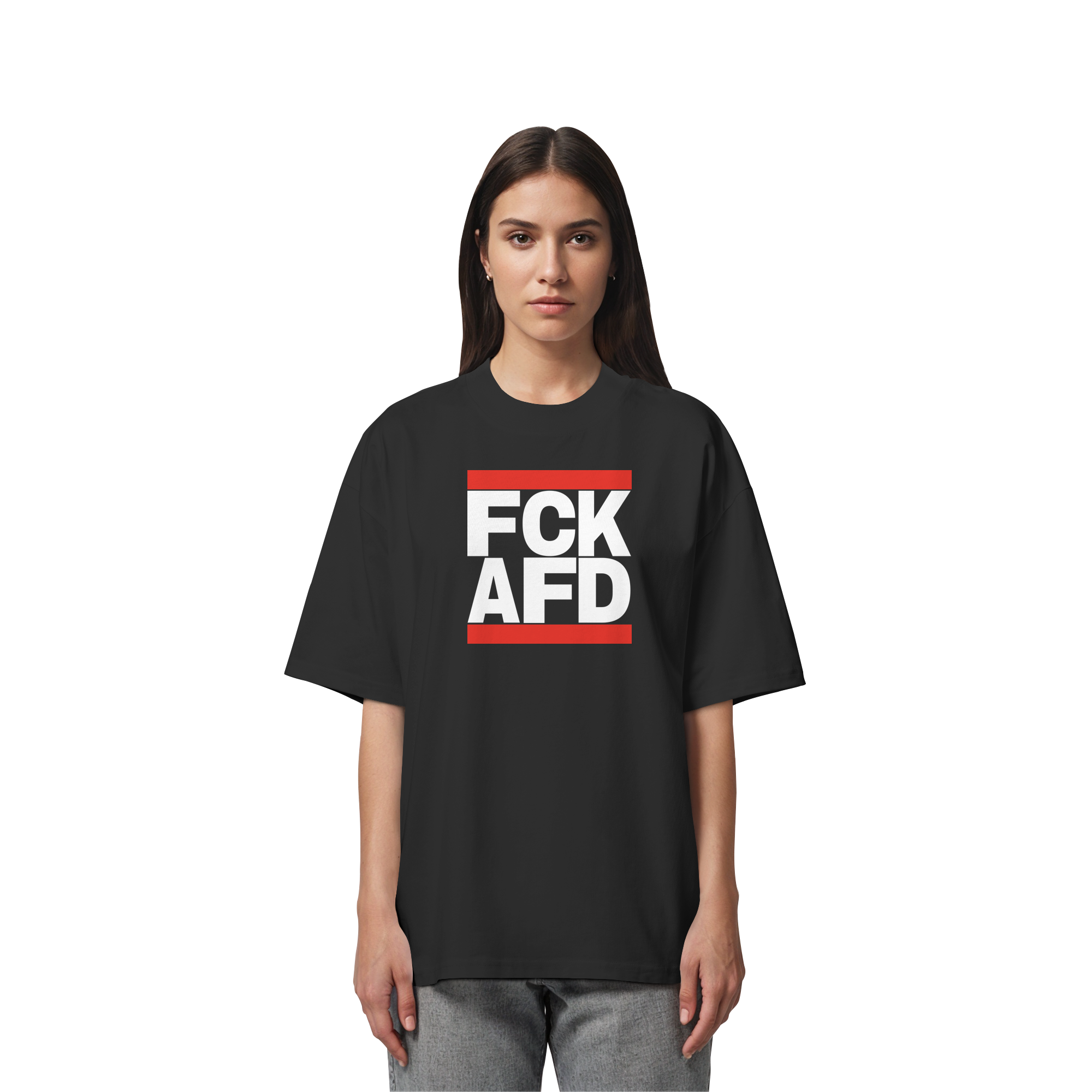 FCK AFD (weiße Schrift) - Organic Oversize Shirt