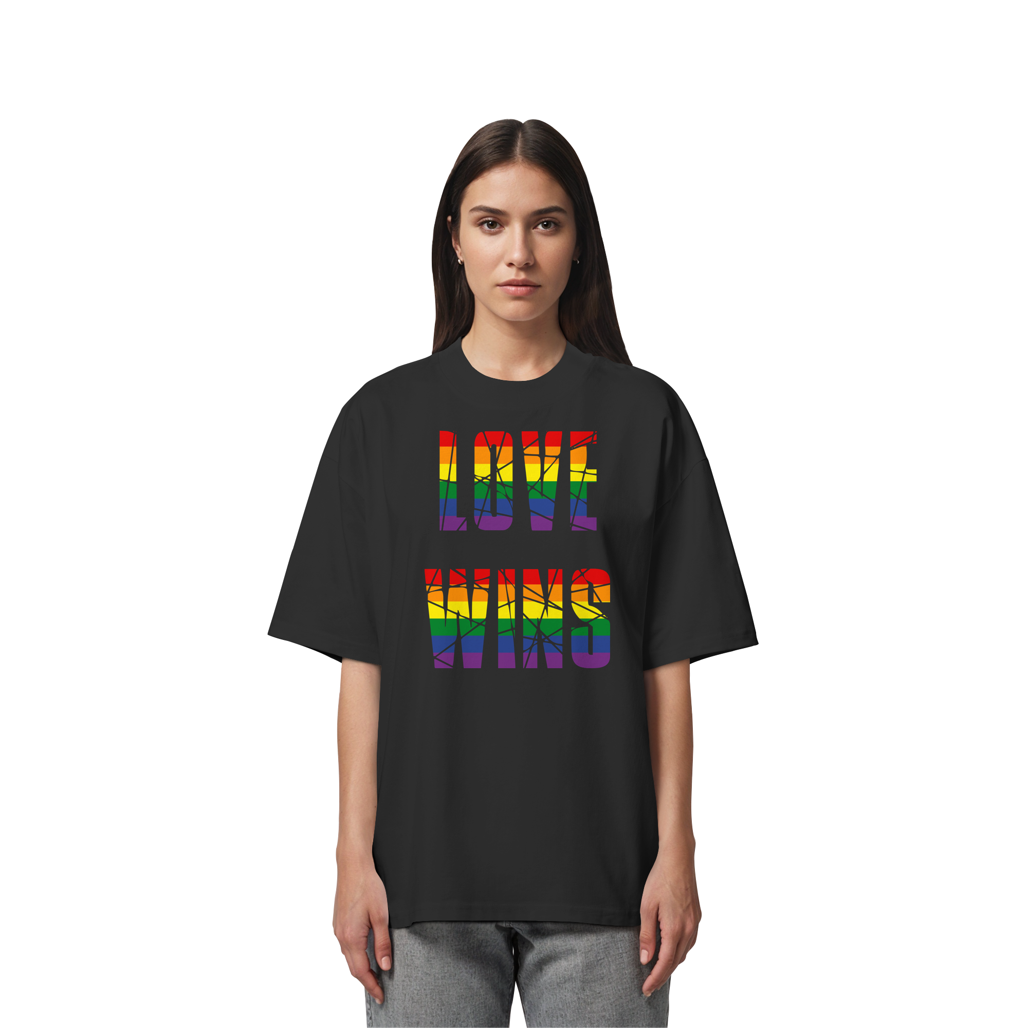 LOVE WINS in Regenbogen Farben - Organic Oversize Shirt