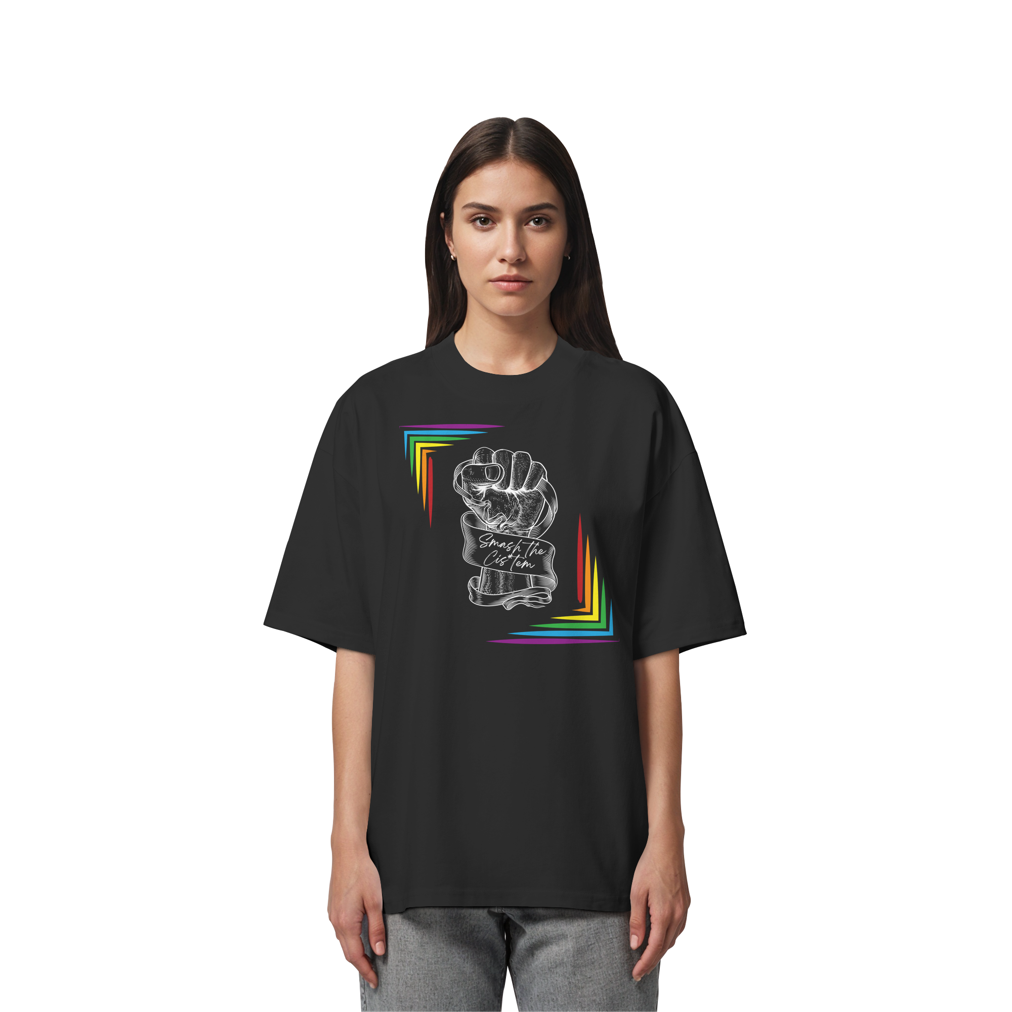 Smash The Cistem (weiße Schrift) - Organic Oversize Shirt