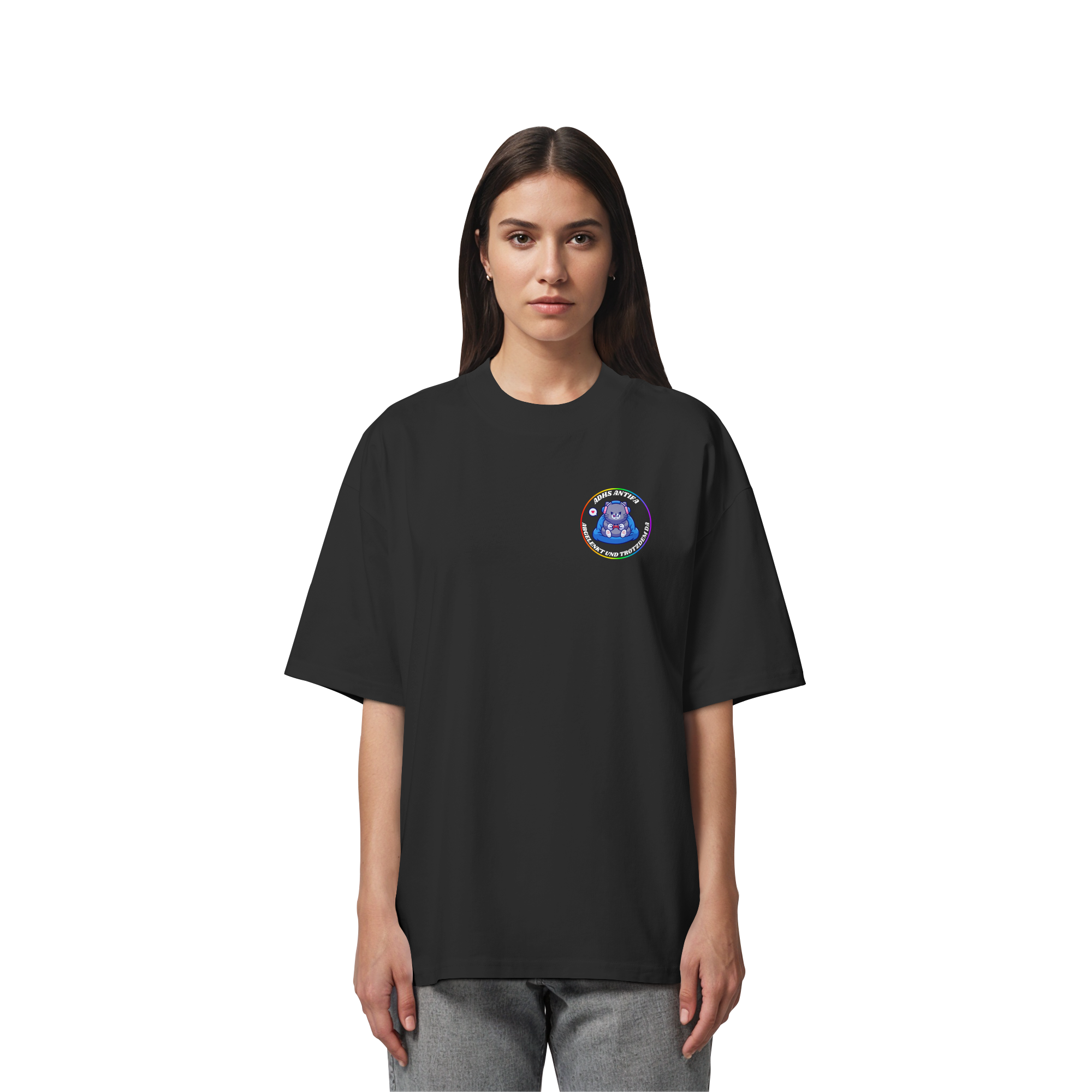 ADHS Antifa: Abgelenkt und trotzdem da "Gamer Cat Edition" - Organic Oversize Shirt