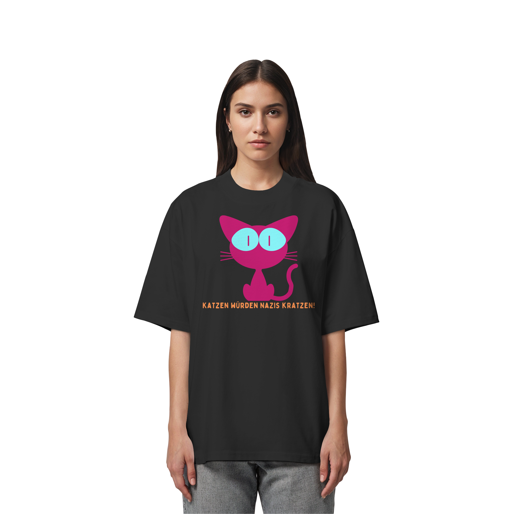 Katzen würden Nazis kratzen - Organic Oversize Shirt