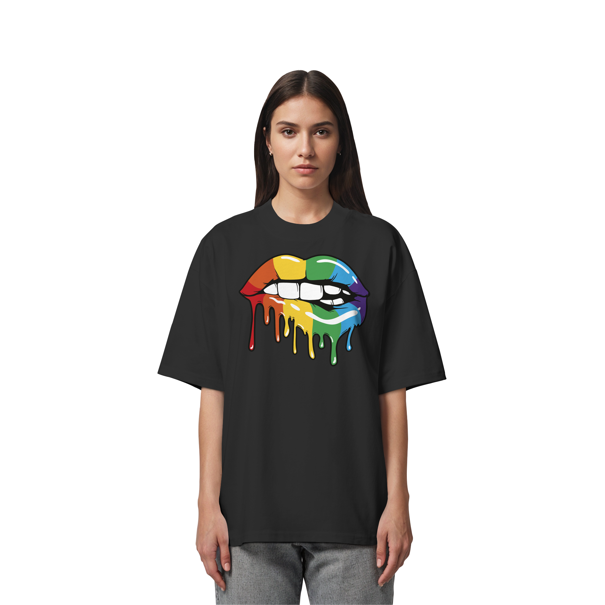 Regenbogen Lippen - Organic Oversize Shirt