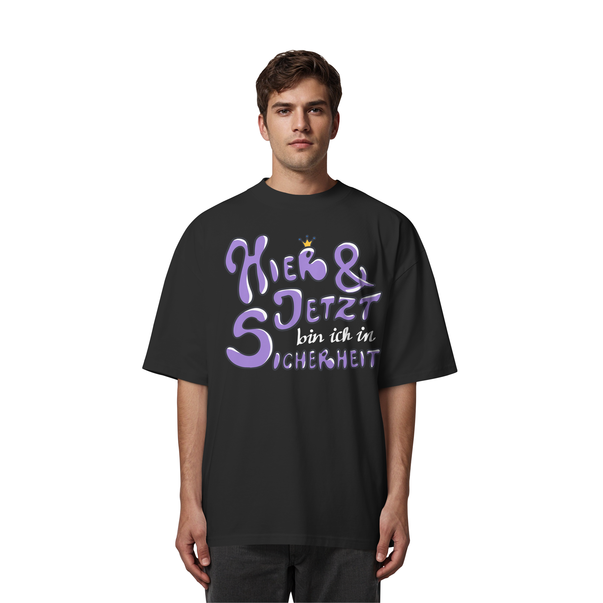 Hier und jetzt bin ich in Sicherheit "Lila Edition" - Organic Oversize Shirt