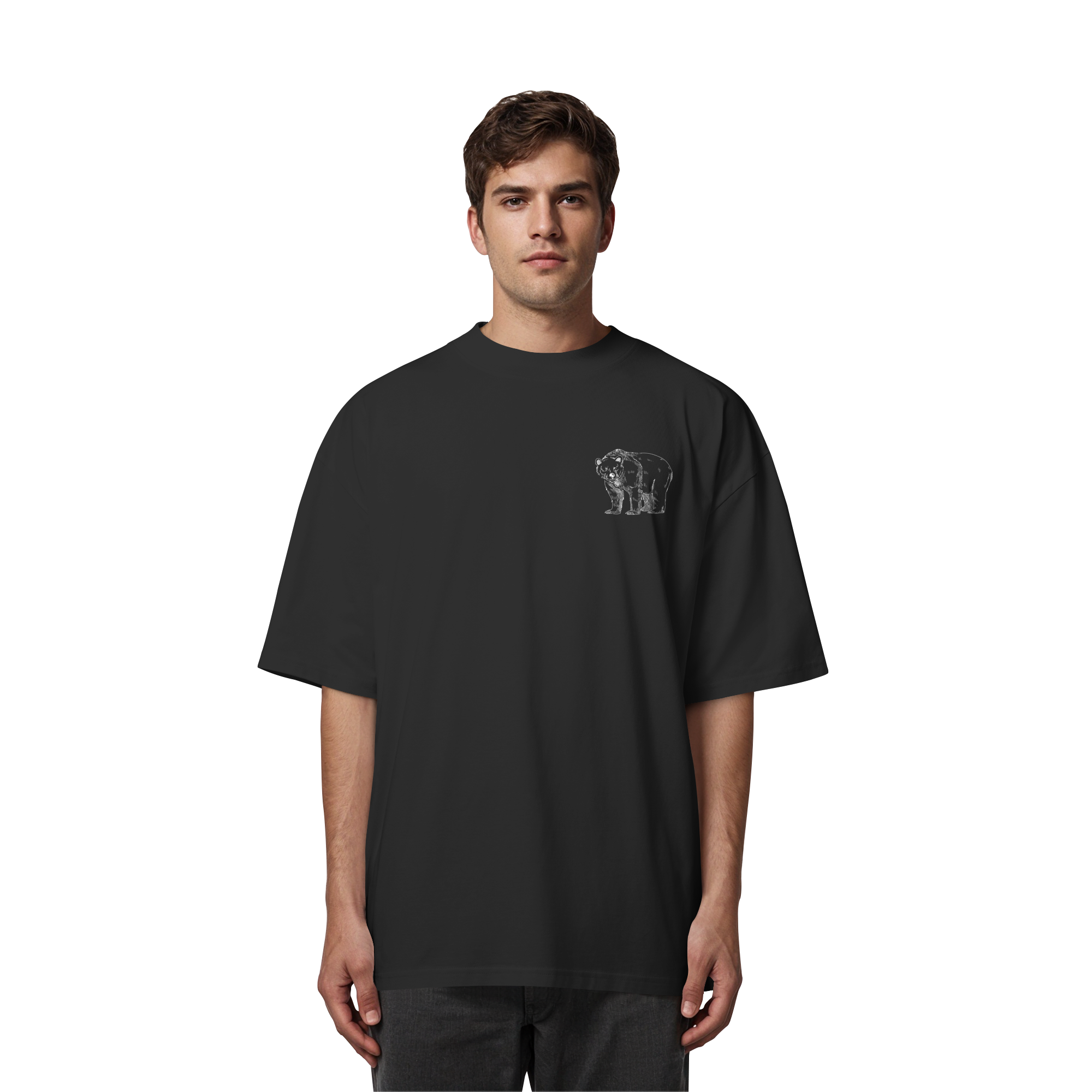 Team Bär Backprint (weiß) - Organic Oversize Shirt