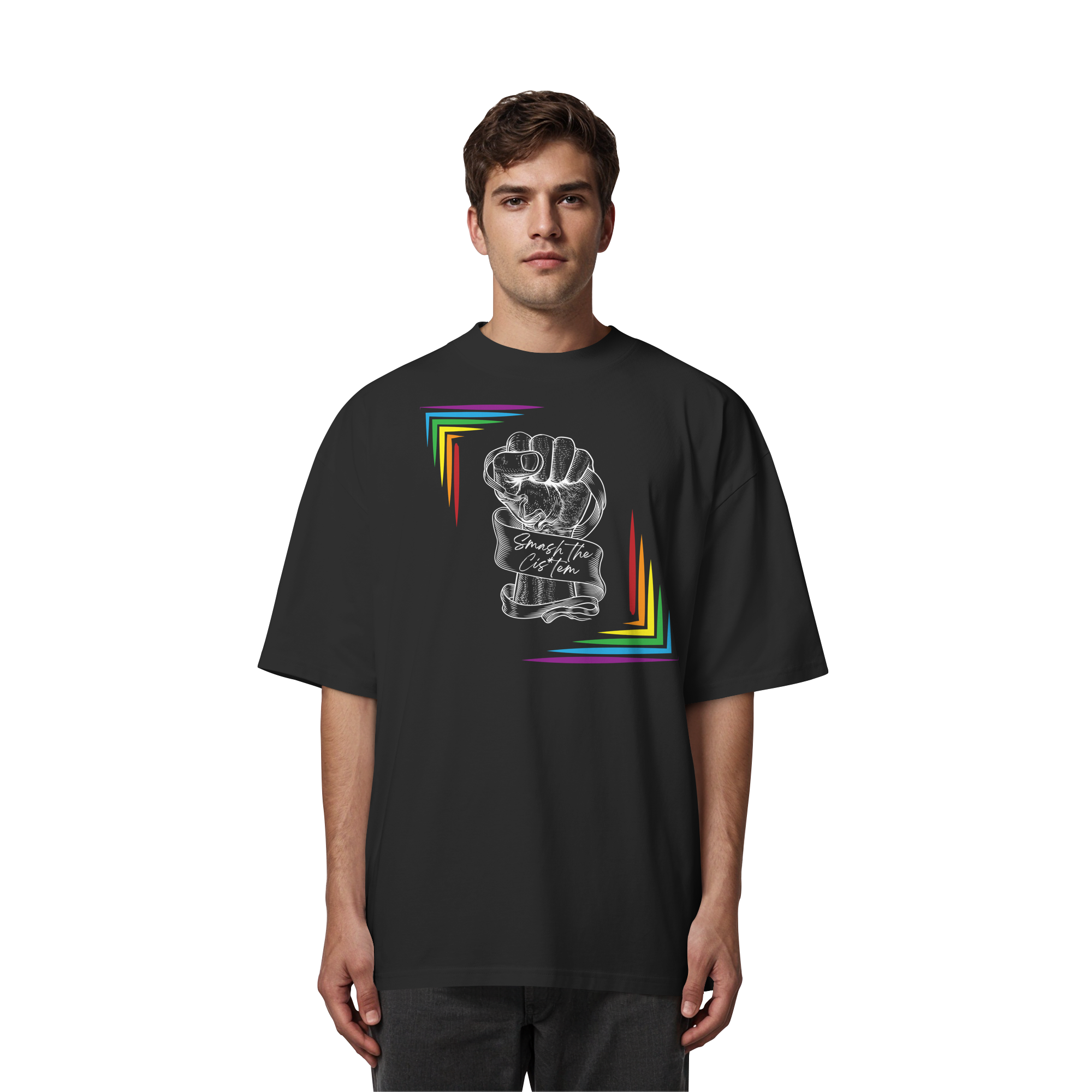 Smash The Cistem (weiße Schrift) - Organic Oversize Shirt