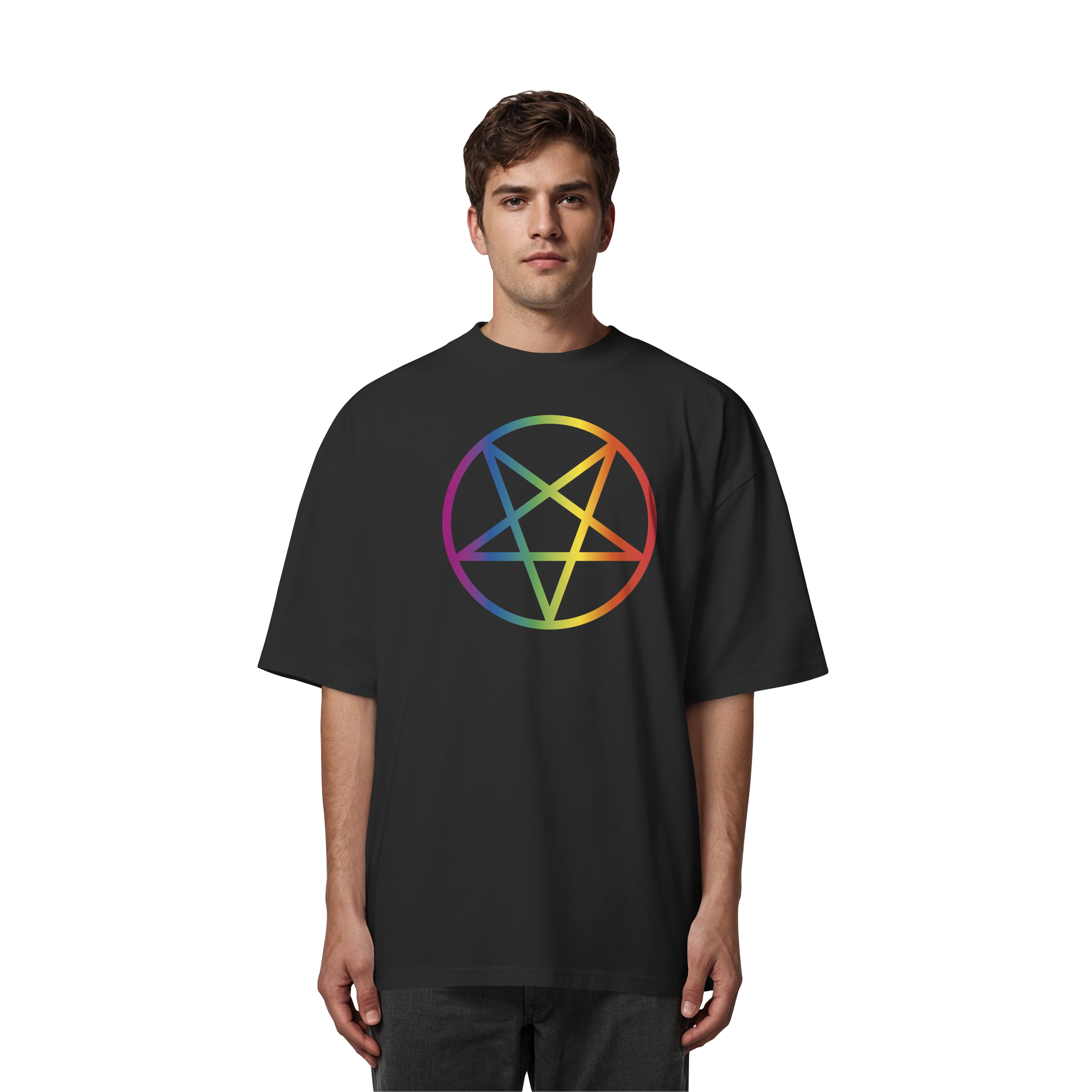 Regenbogen Pentagramm - Organic Oversize Shirt