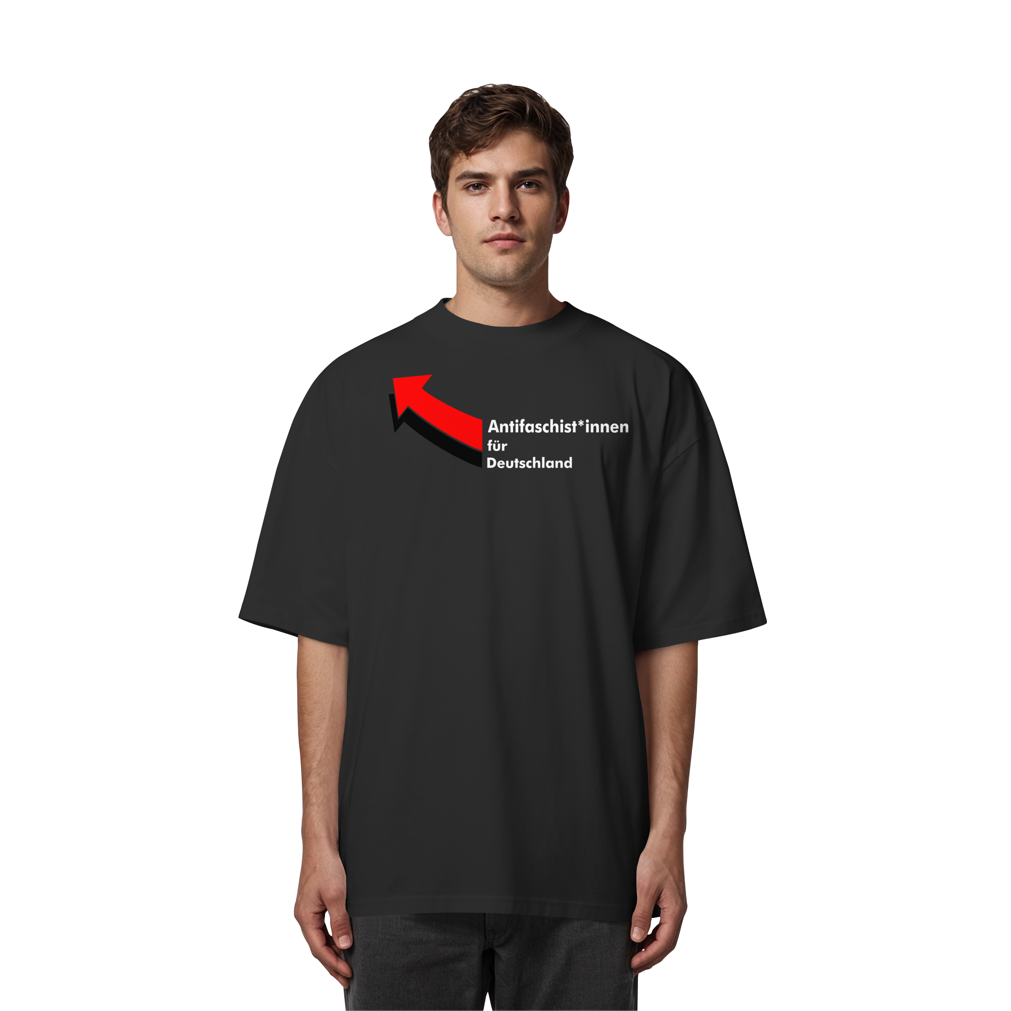 Antifaschist*innen für Deutschland (weiße Schrift) - Organic Oversize Shirt