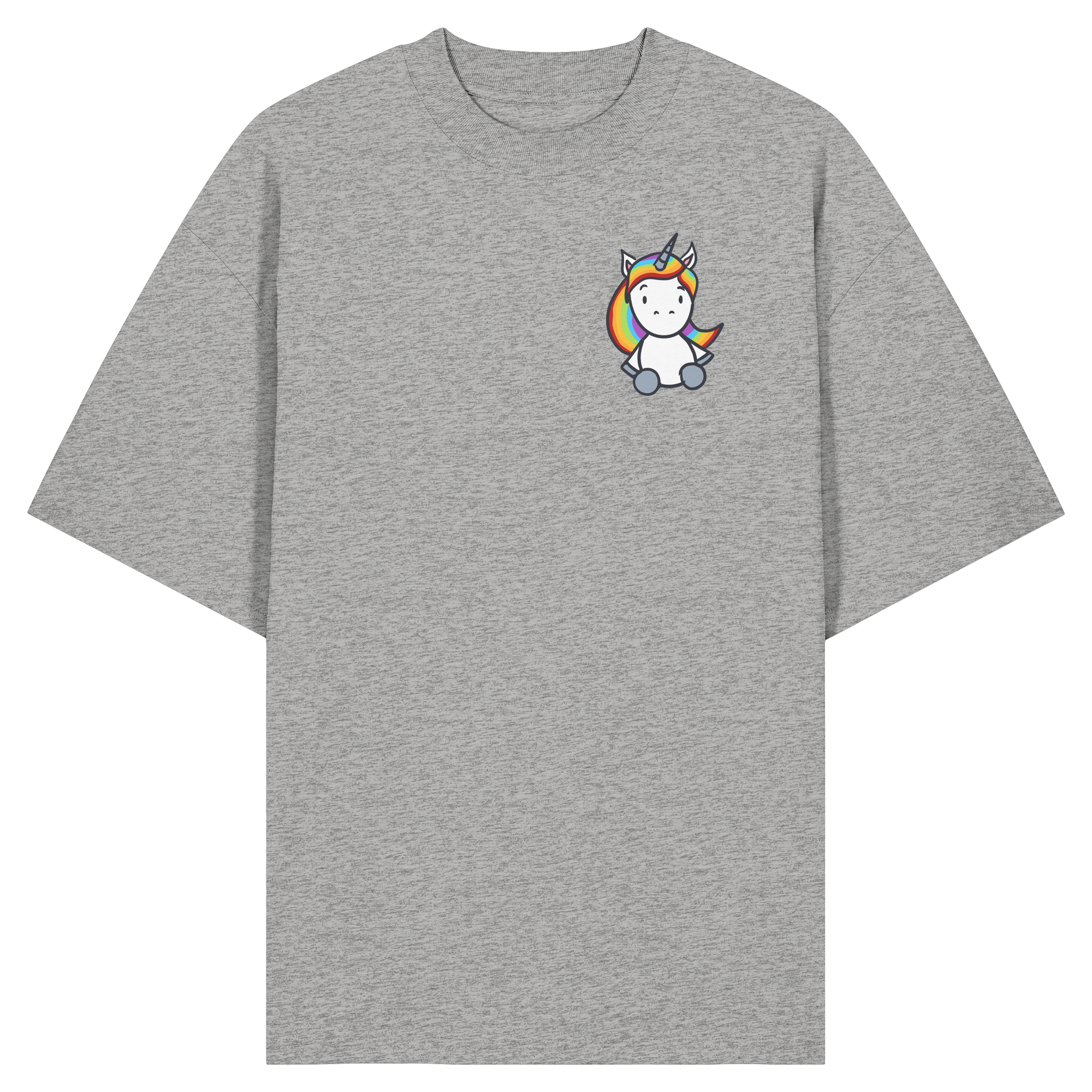 Schwarz Weiß wird Regenbogen Farben Backprint (hell) - Organic Oversize Shirt