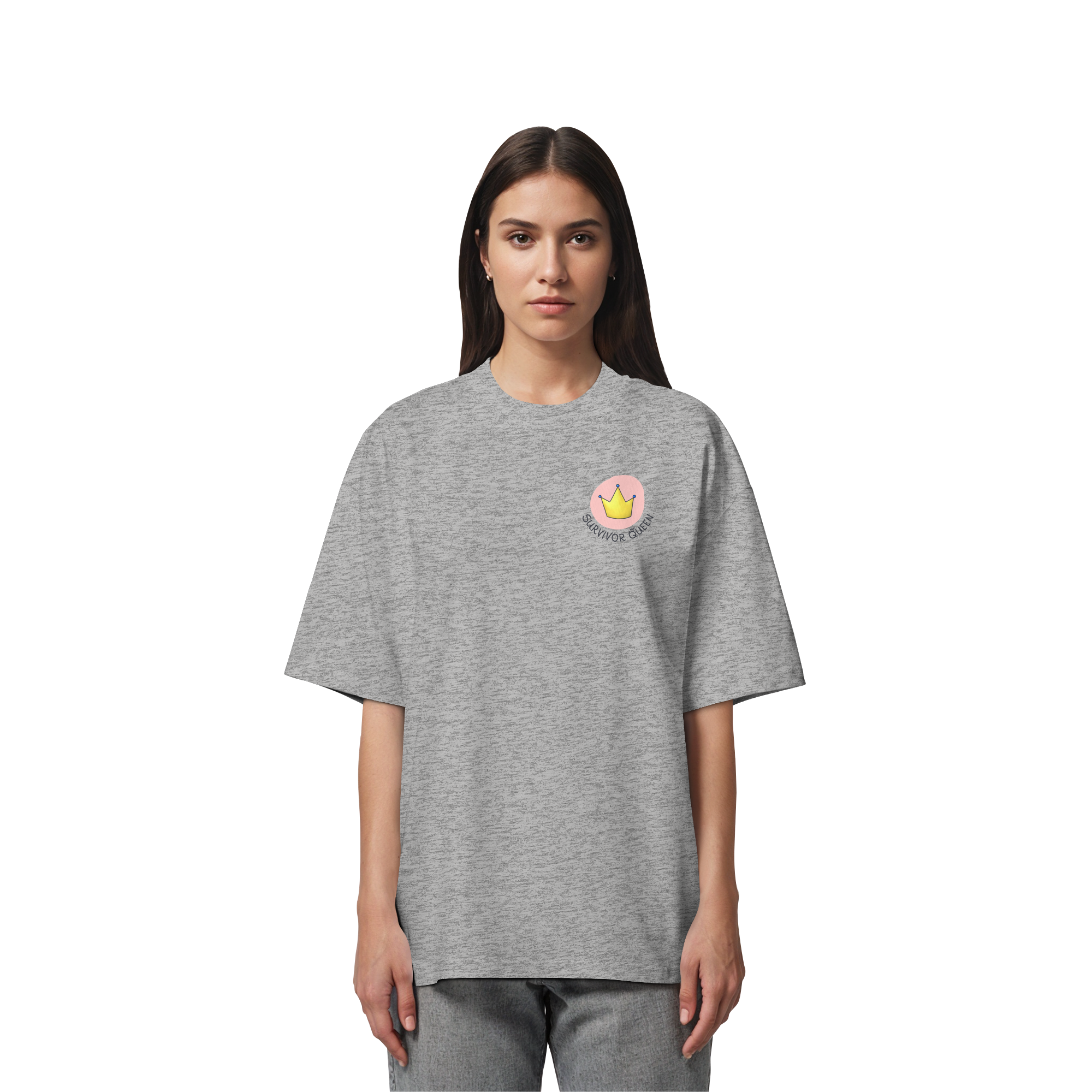 Survivor Queens Logo "Schriftzug Edition" Brustprint (hell) - Organic Oversize Shirt