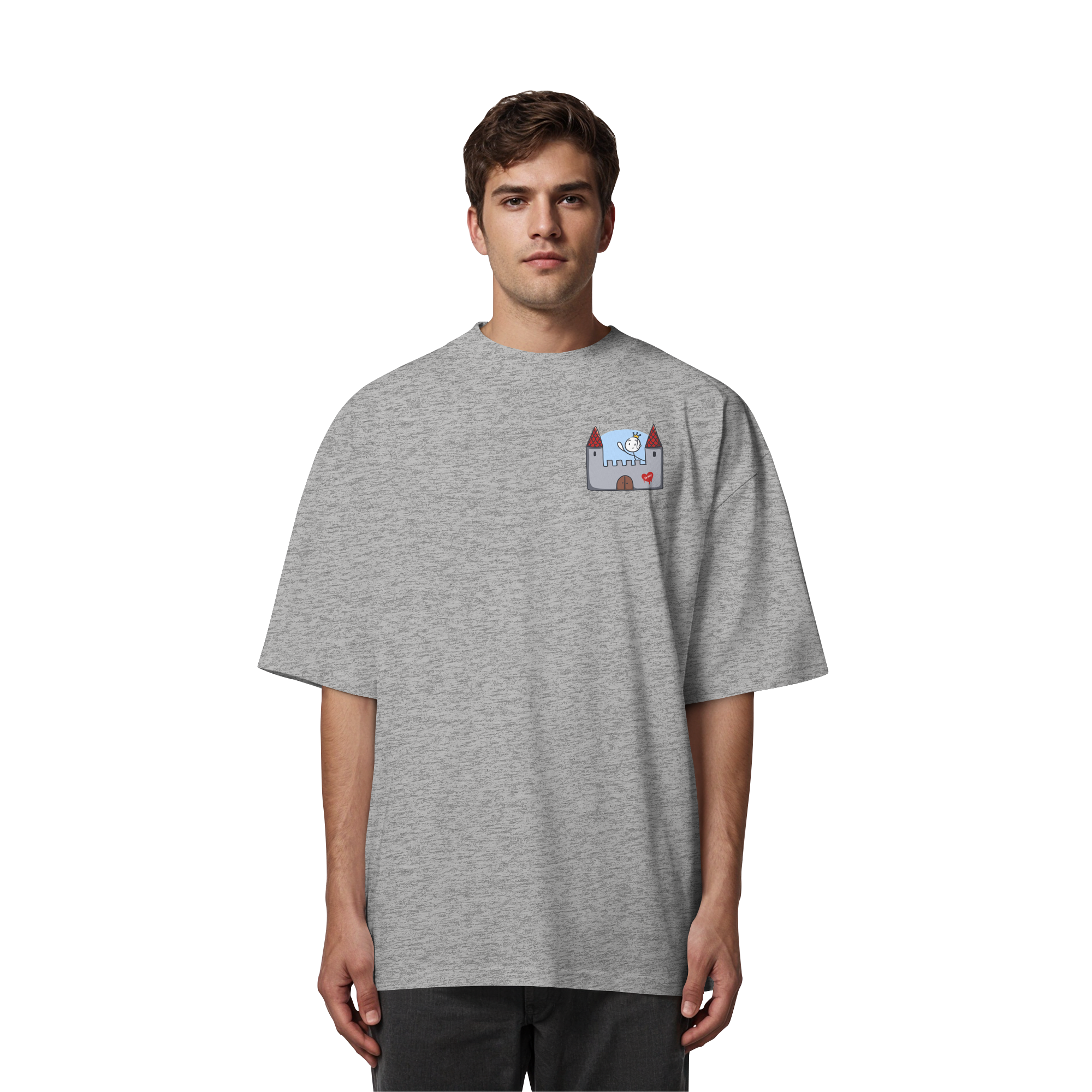 Seelenmännchen "Schloss Edition" Brustprint (hell) - Organic Oversize Shirt