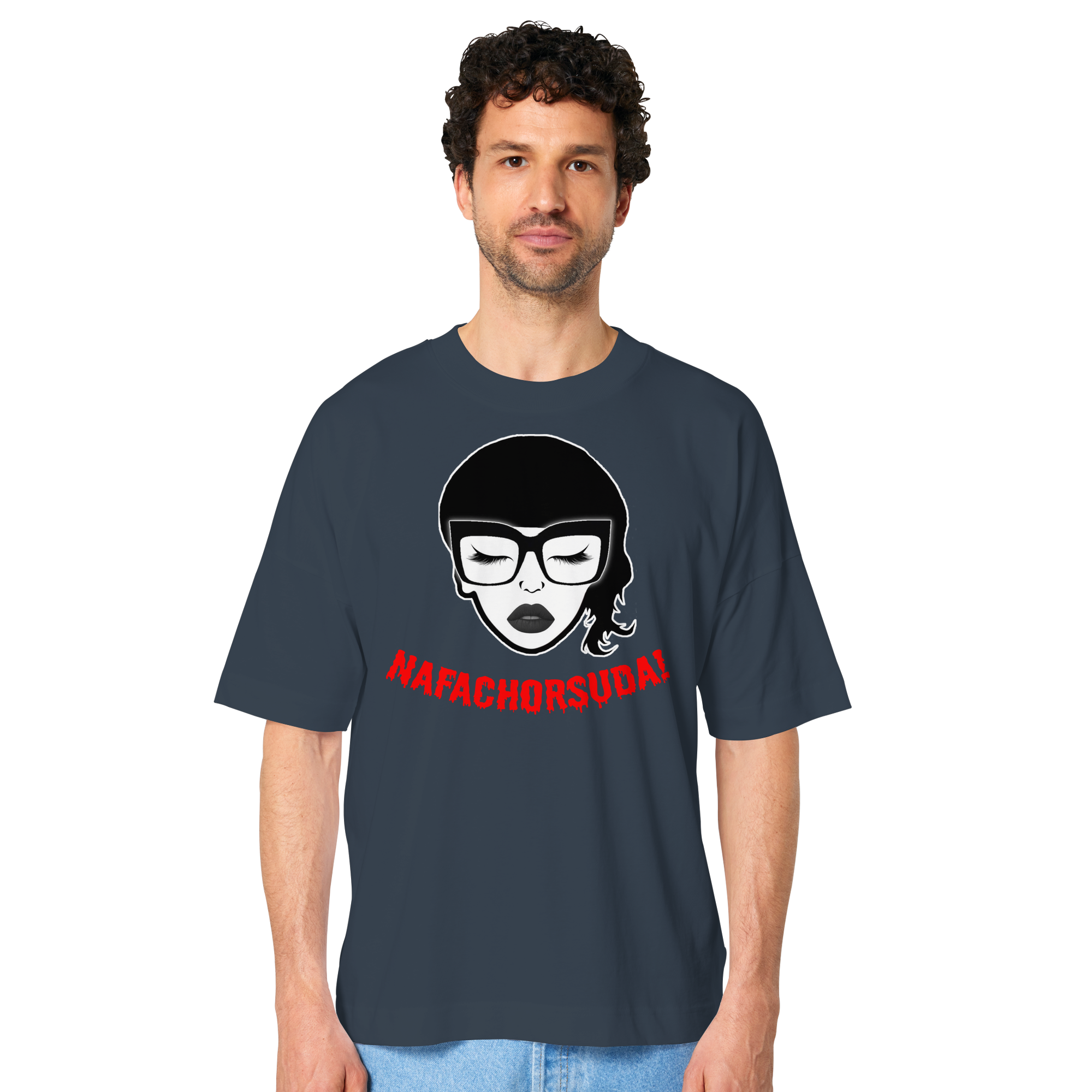Nafachorsuda! Rote Schrift - Oversize Shirt