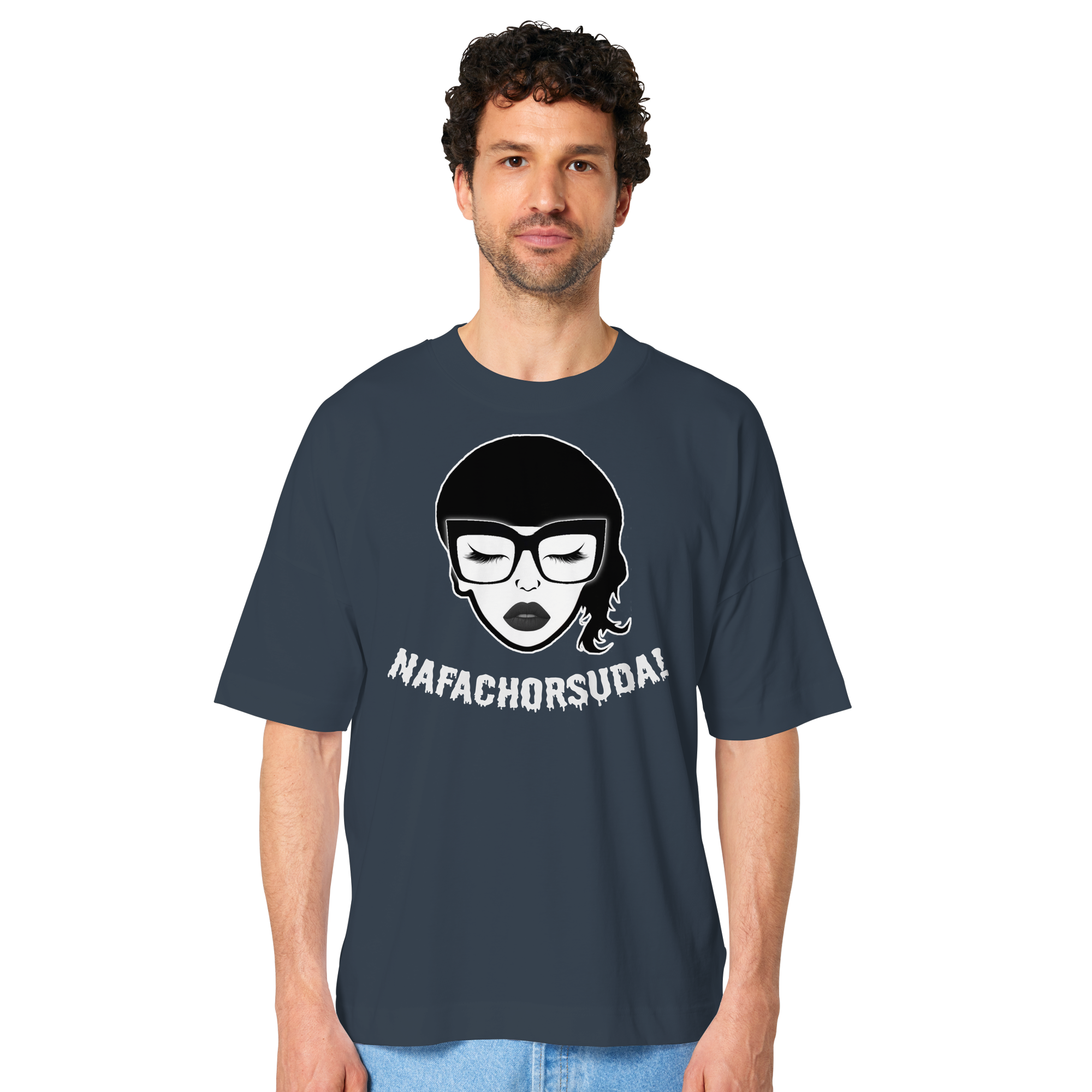Nafachorsuda! Weiße Schrift - Oversize Shirt