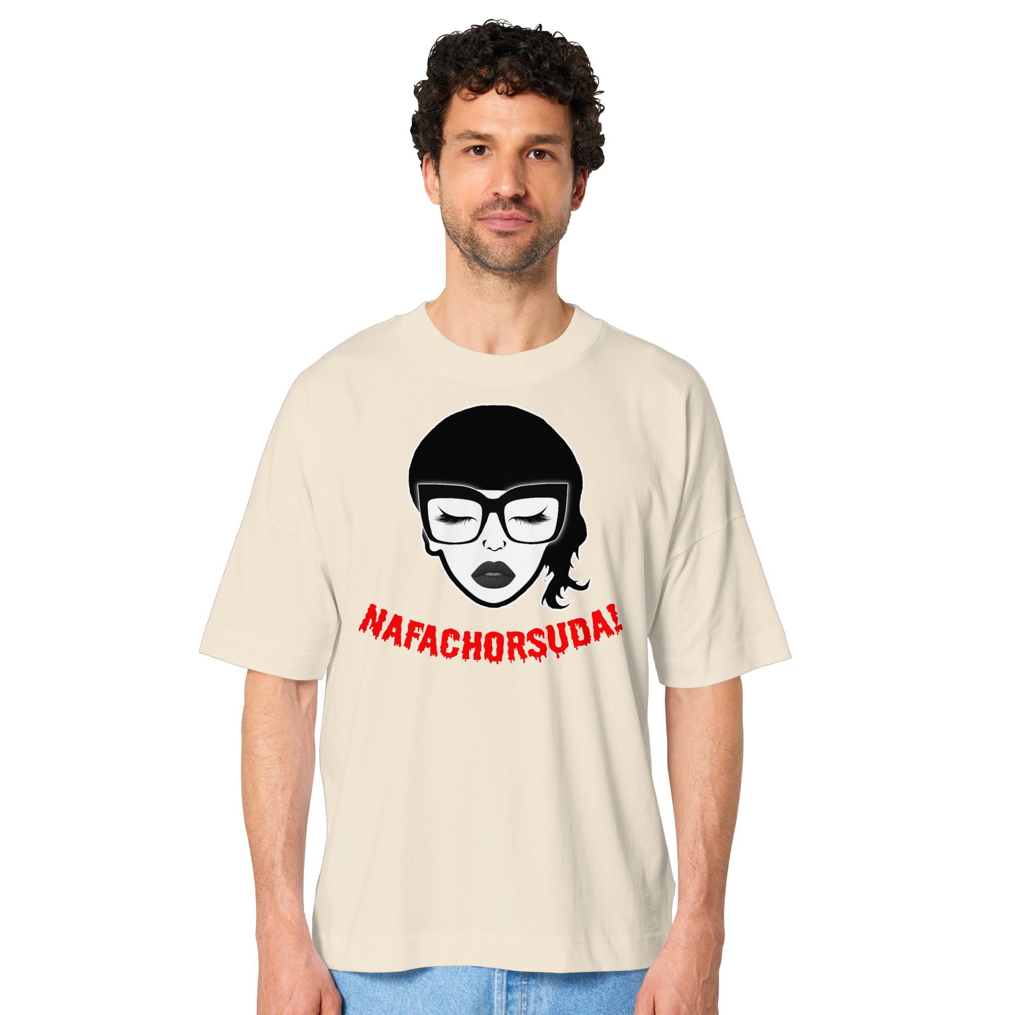 Nafachorsuda! Rote Schrift - Oversize Shirt