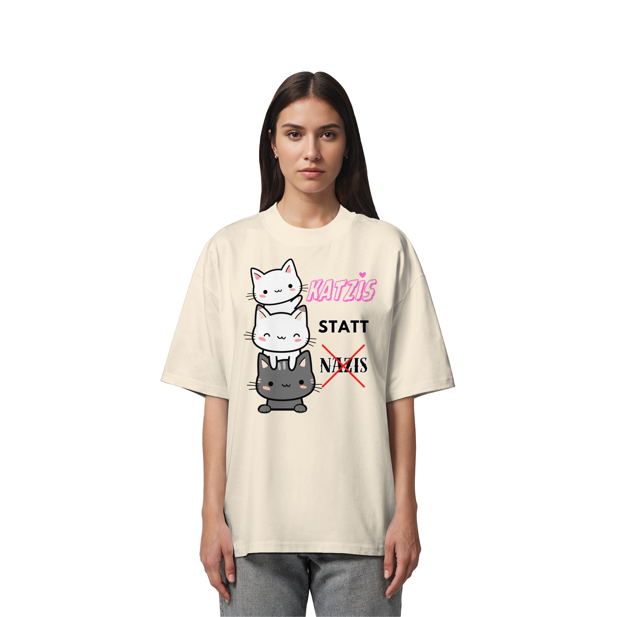 Katzis statt Nazis - Organic Oversize Shirt