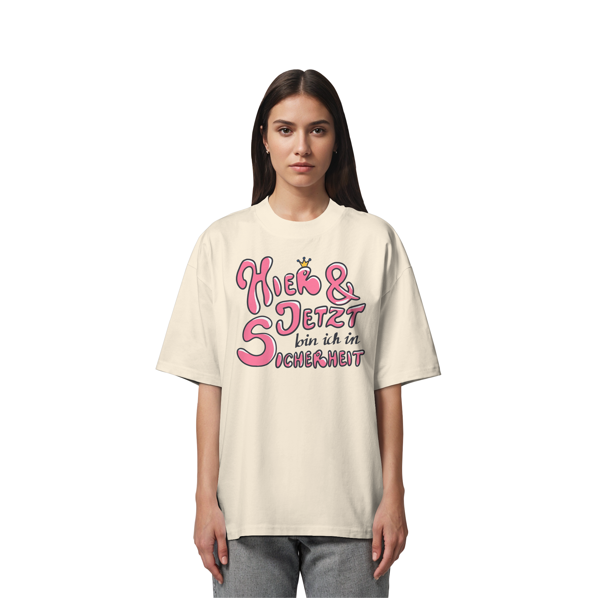 Hier und jetzt bin ich in Sicherheit "Pinke Edition" - Organic Oversize Shirt