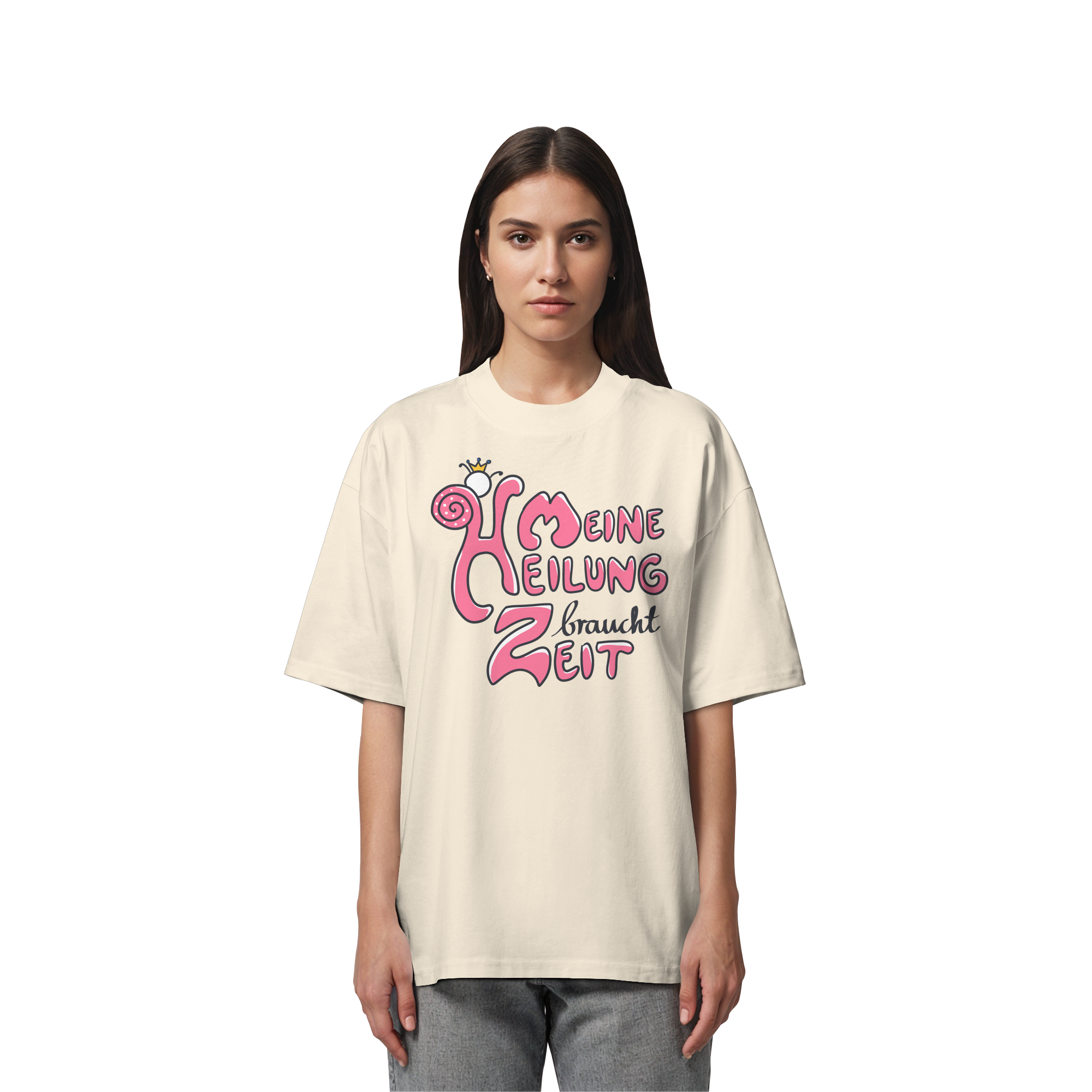Meine Heilung braucht Zeit "Pinke Edition" - Organic Oversize Shirt