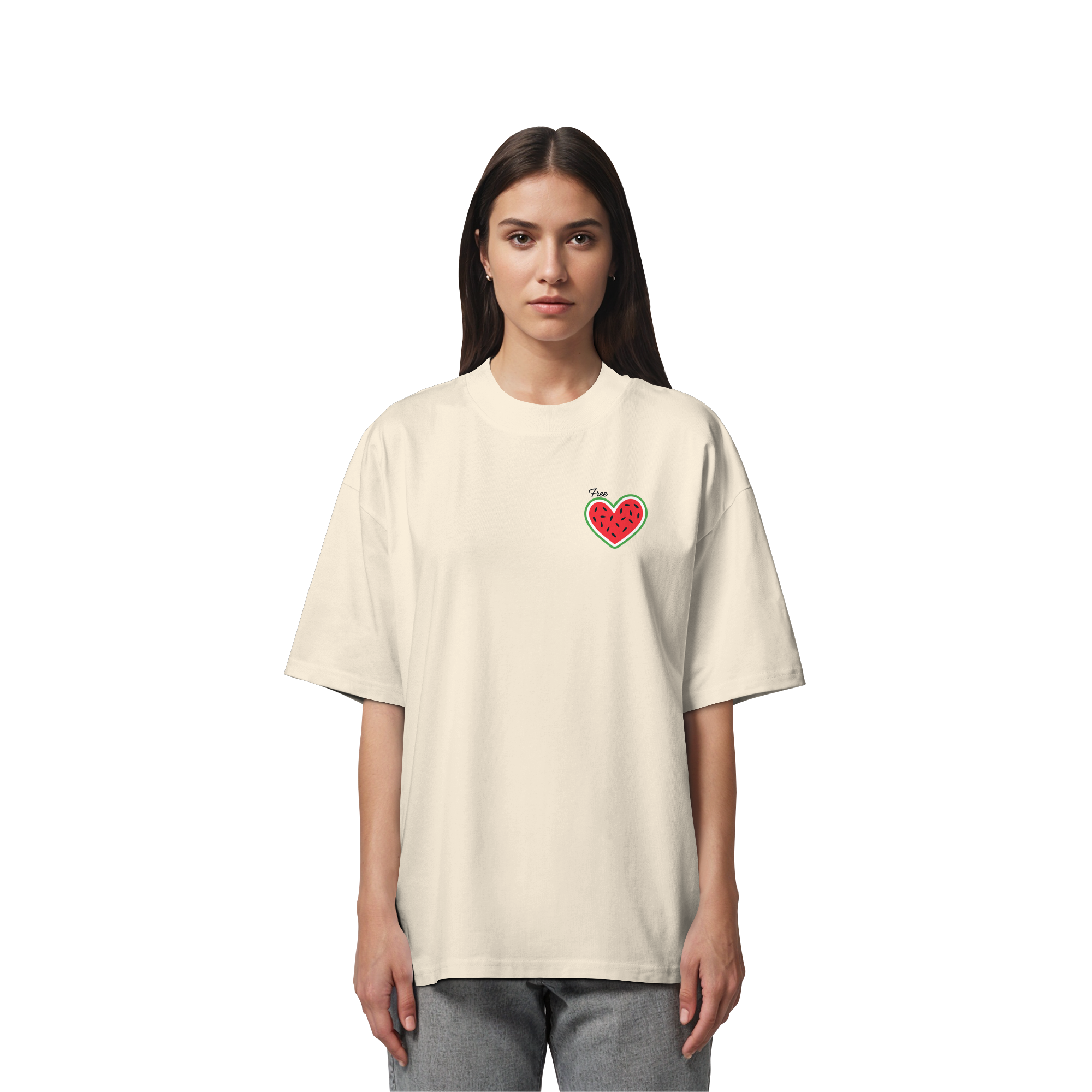 Free Palestine "Melon Heart Edition" - Organic Oversize Shirt
