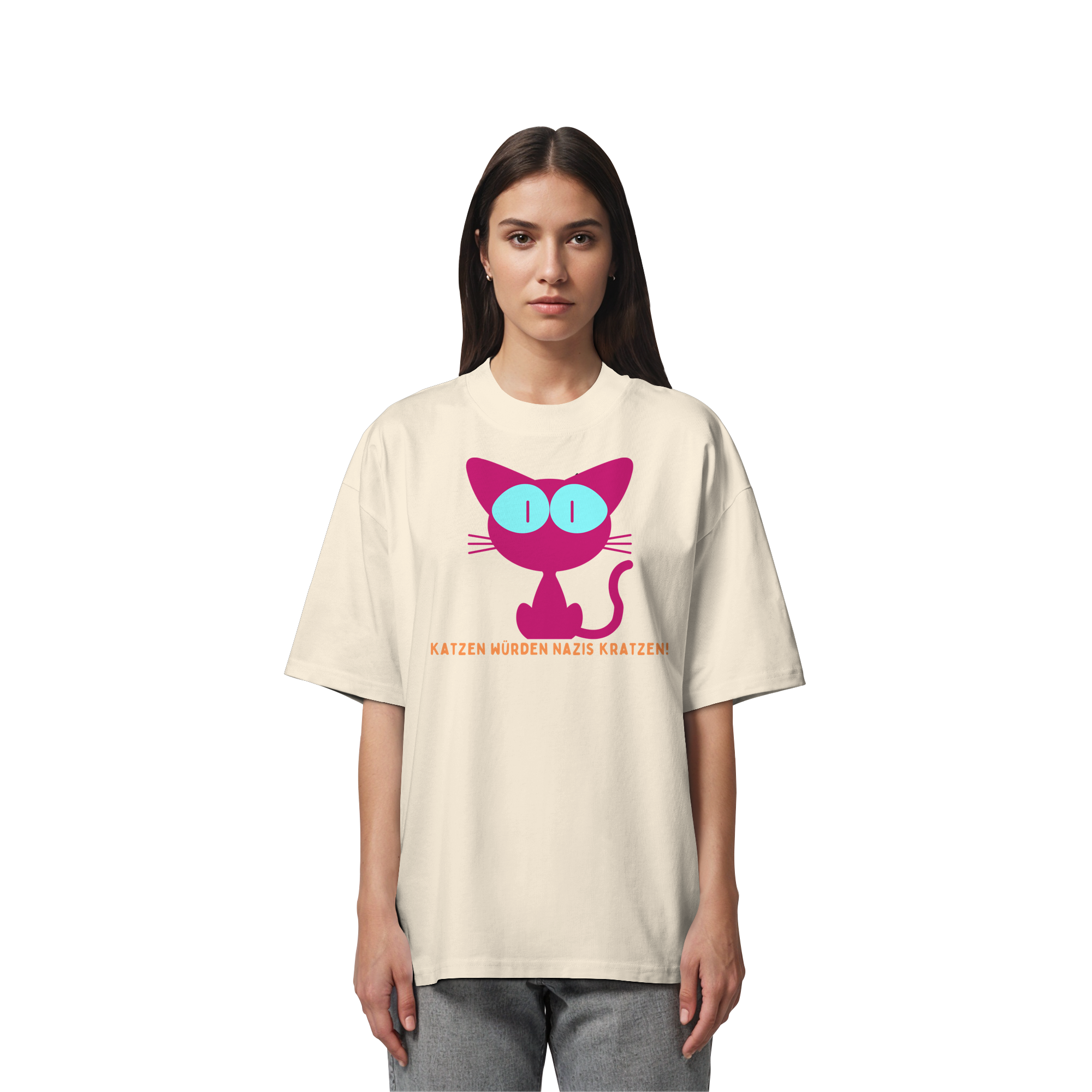 Katzen würden Nazis kratzen - Organic Oversize Shirt