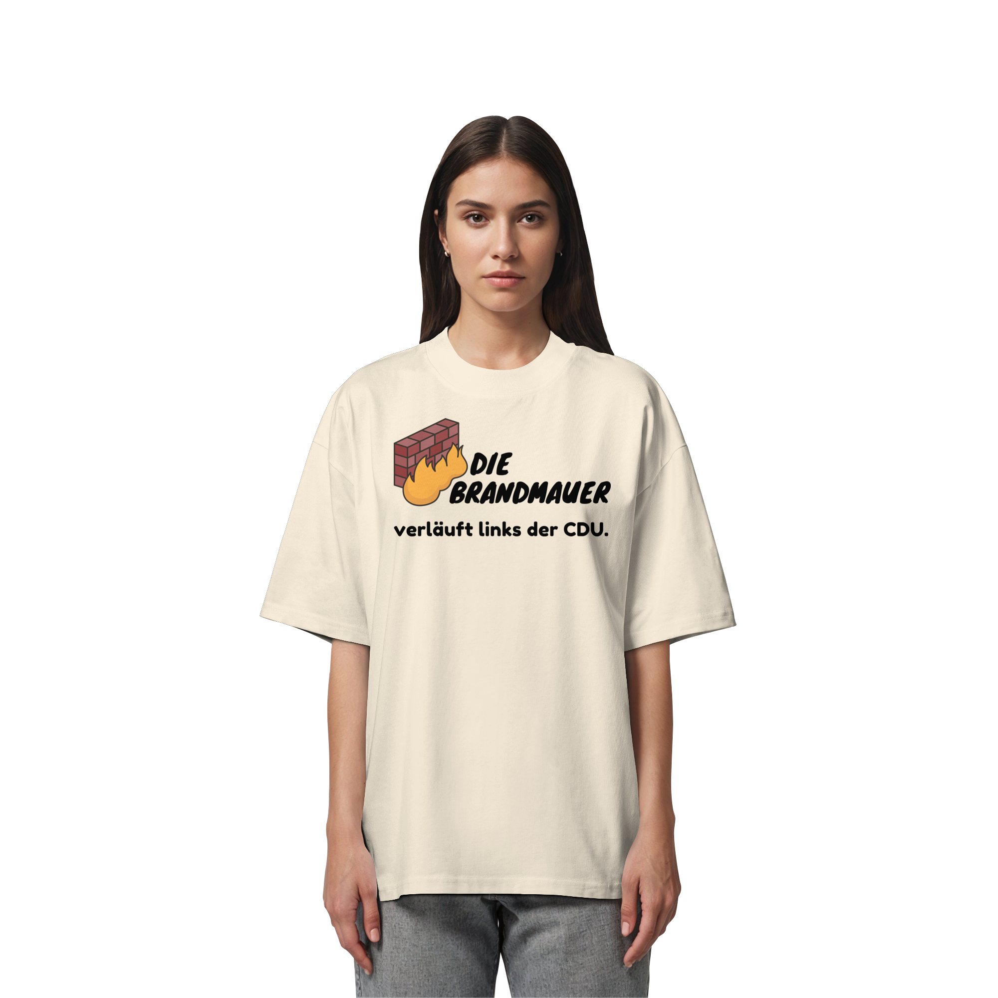 Brandmauer (schwarze Schrift) - Organic Oversize Shirt