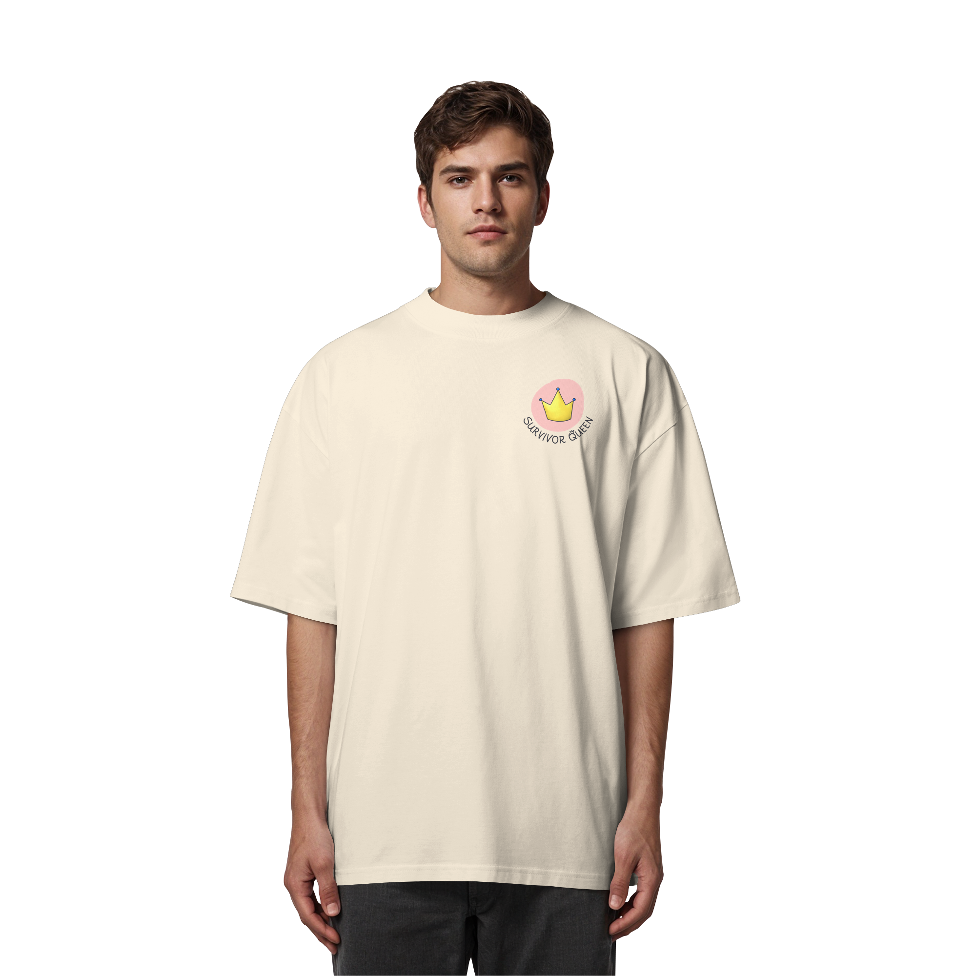 Survivor Queens Logo "Schriftzug Edition" Brustprint (hell) - Organic Oversize Shirt