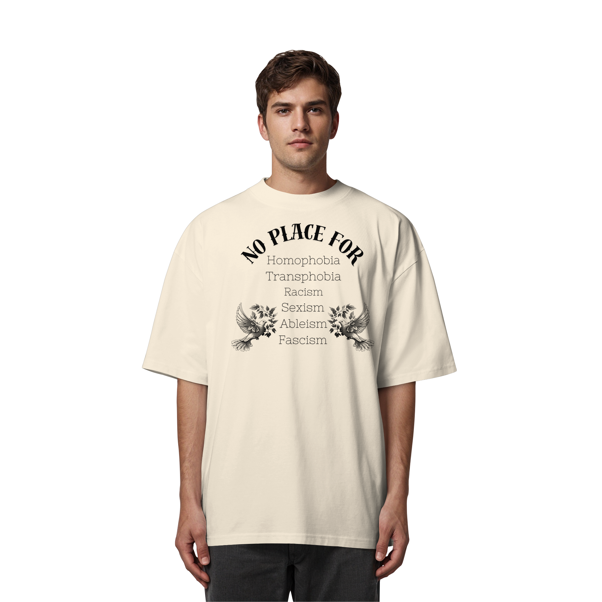 No Place For (schwarze Schrift) - Organic Oversize Shirt