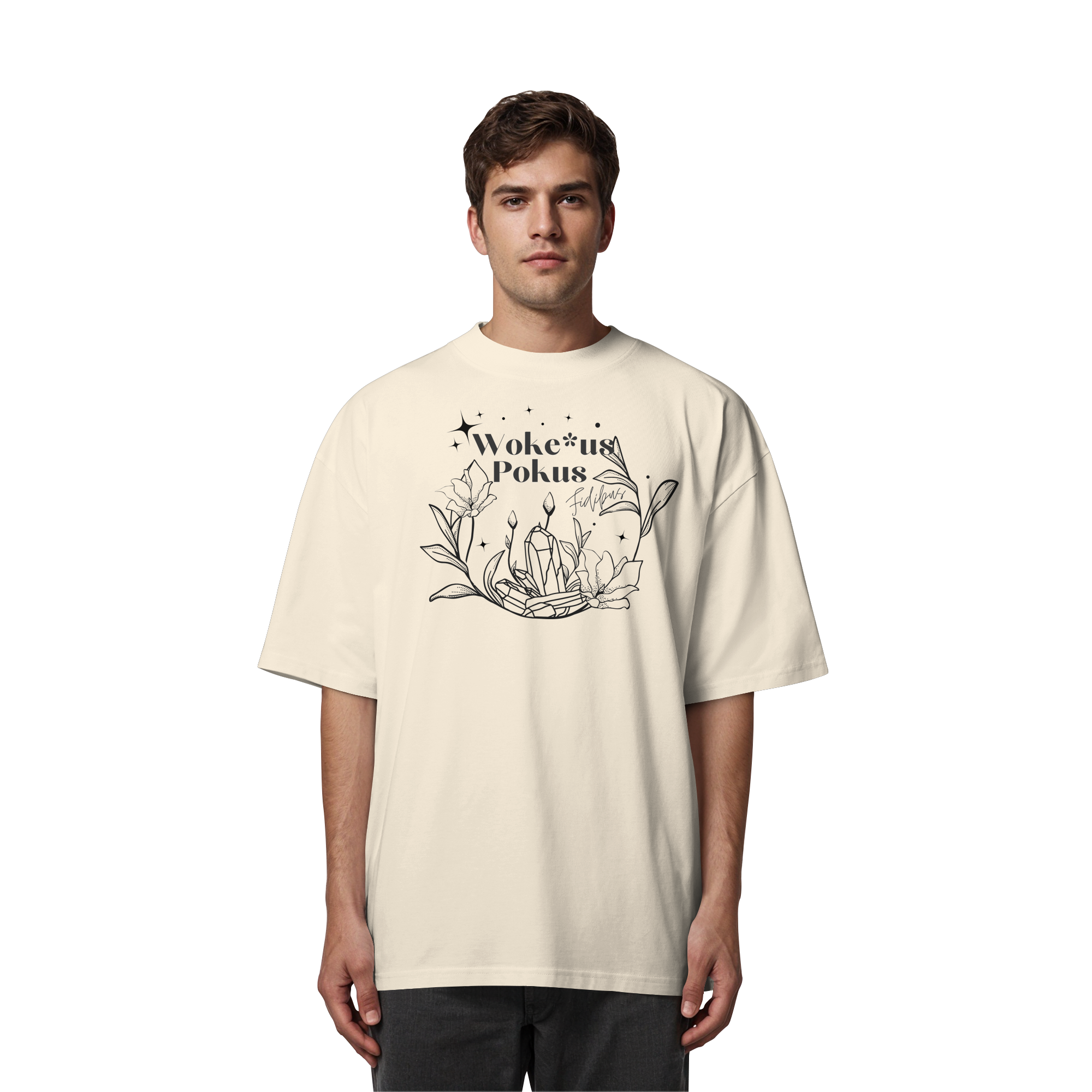 Woke*us Pokus (schwarze Schrift) - Organic Oversize Shirt