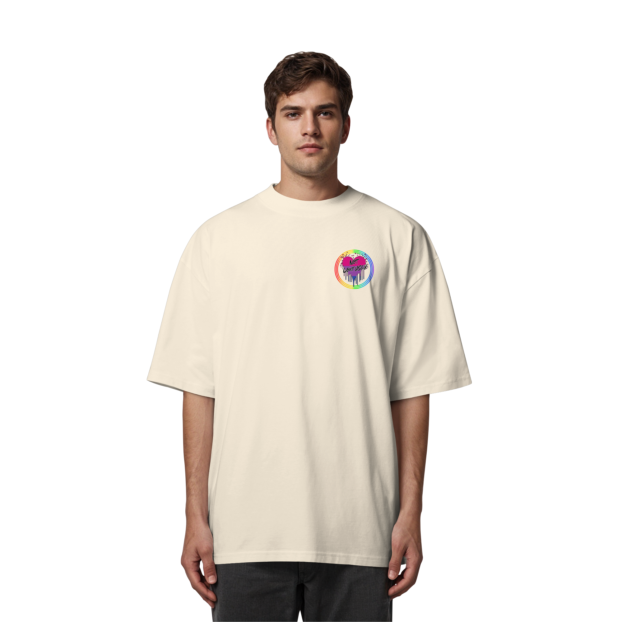 Bisexual Not Confused "Regenbogenkreis Edition" - Organic Oversize Shirt