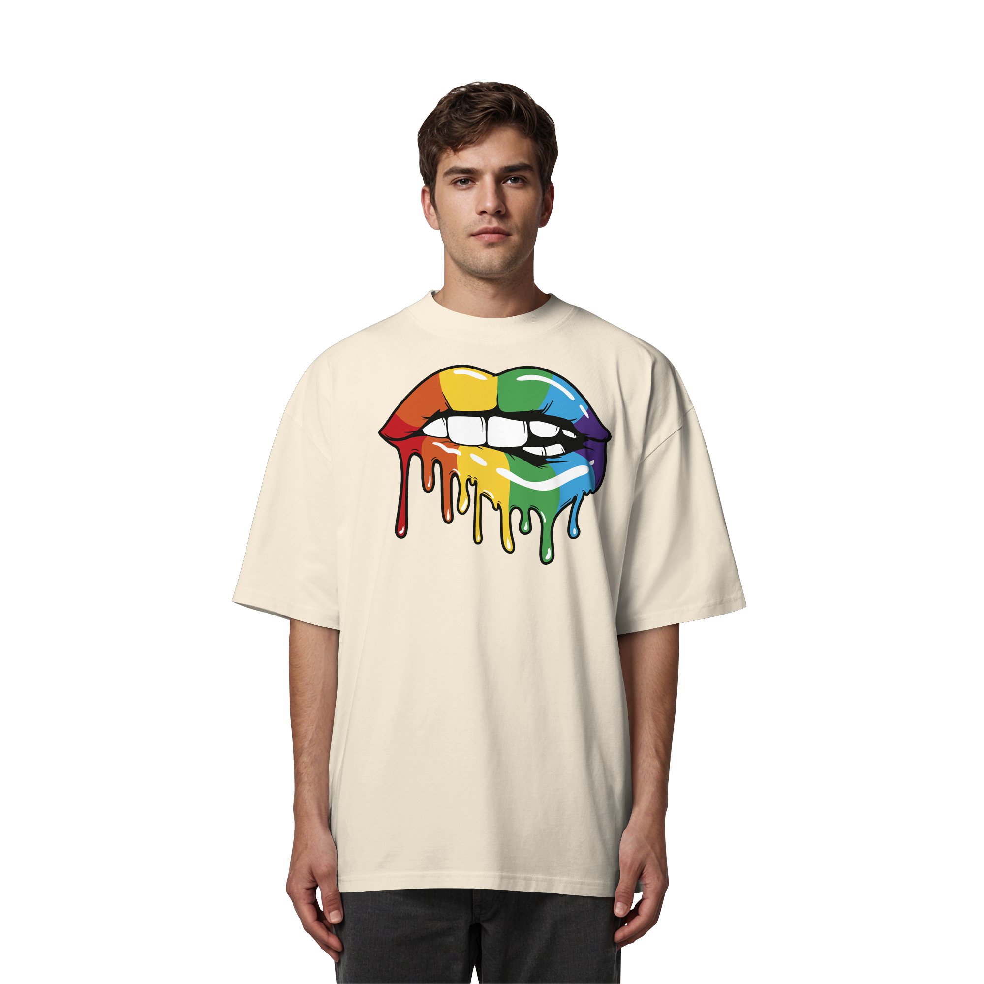 Regenbogen Lippen - Organic Oversize Shirt