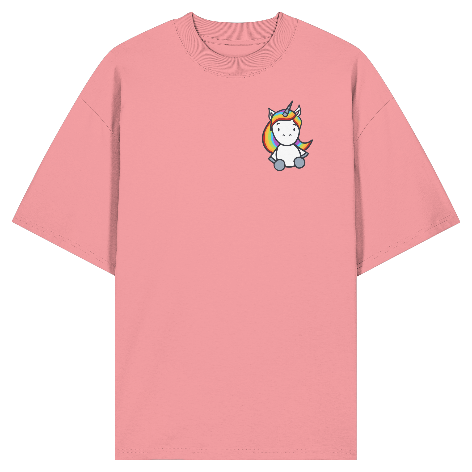 Schwarz Weiß wird Regenbogen Farben Backprint (hell) - Organic Oversize Shirt