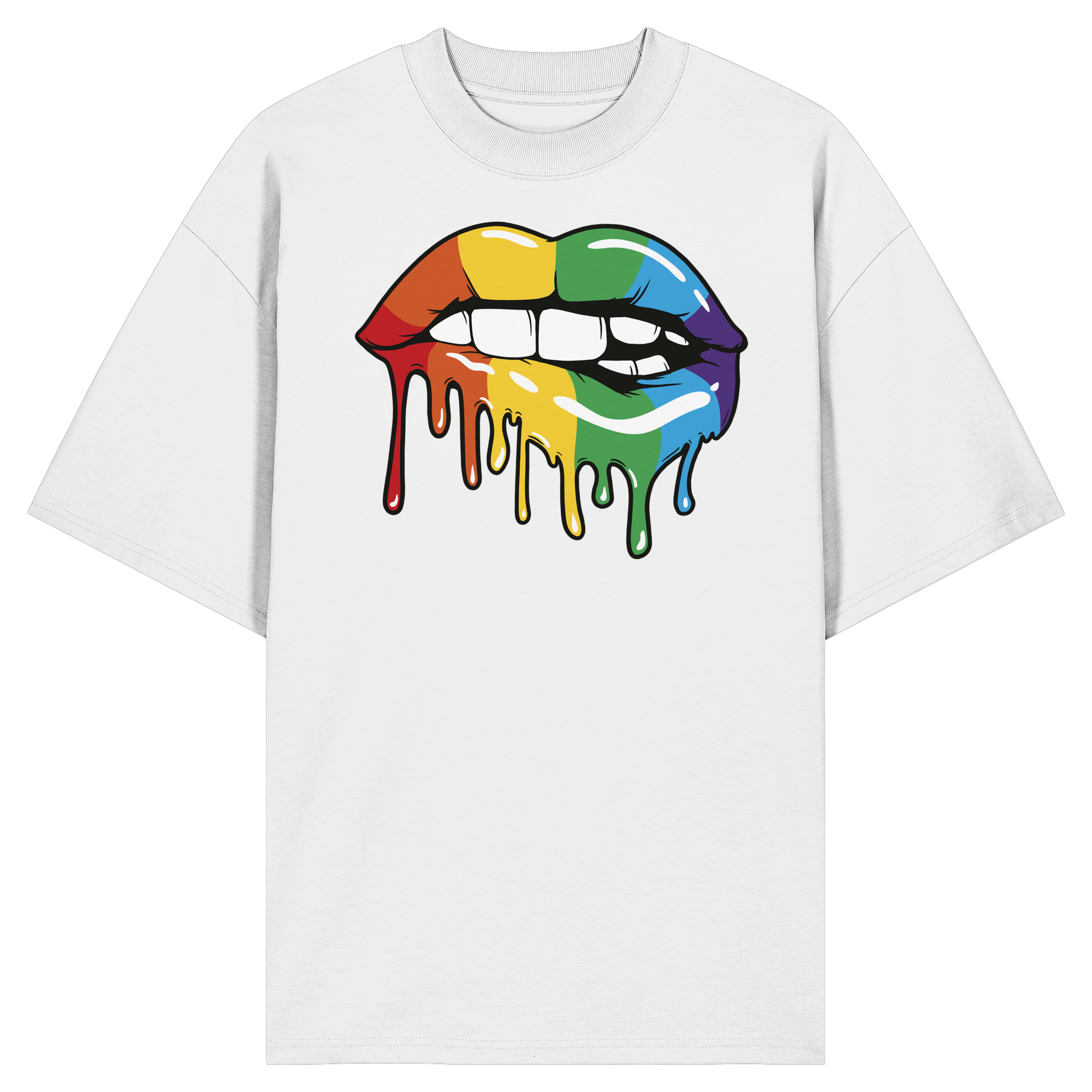 Regenbogen Lippen - Organic Oversize Shirt