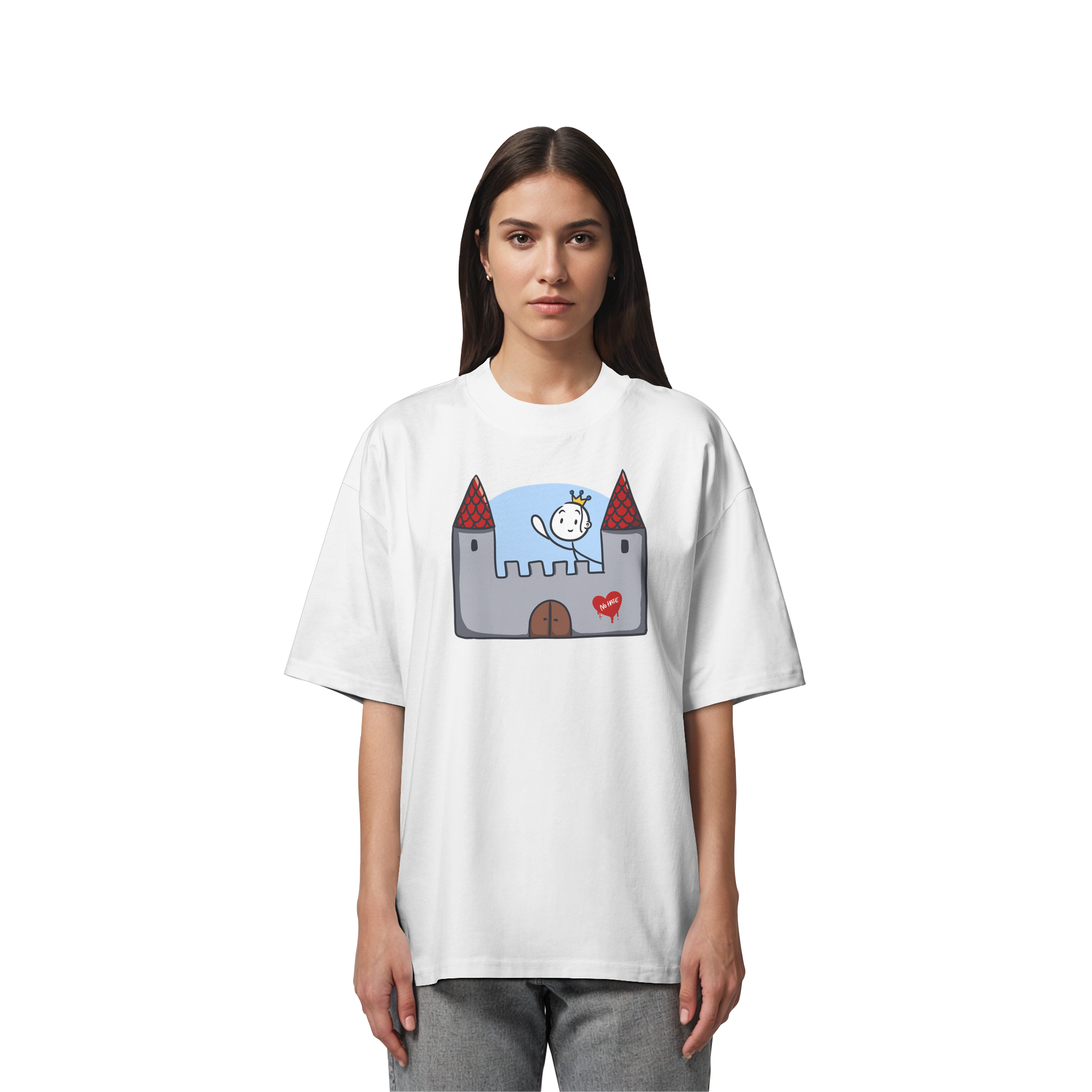 Seelenmännchen "Schloss Edition" Frontprint (hell) - Organic Oversize Shirt