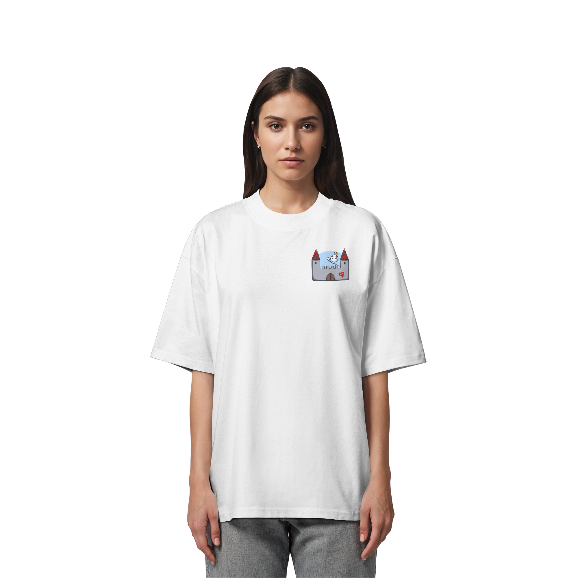 Hier und jetzt bin ich in Sicherheit "Schwarze Edition" Backprint - Organic Oversize Shirt