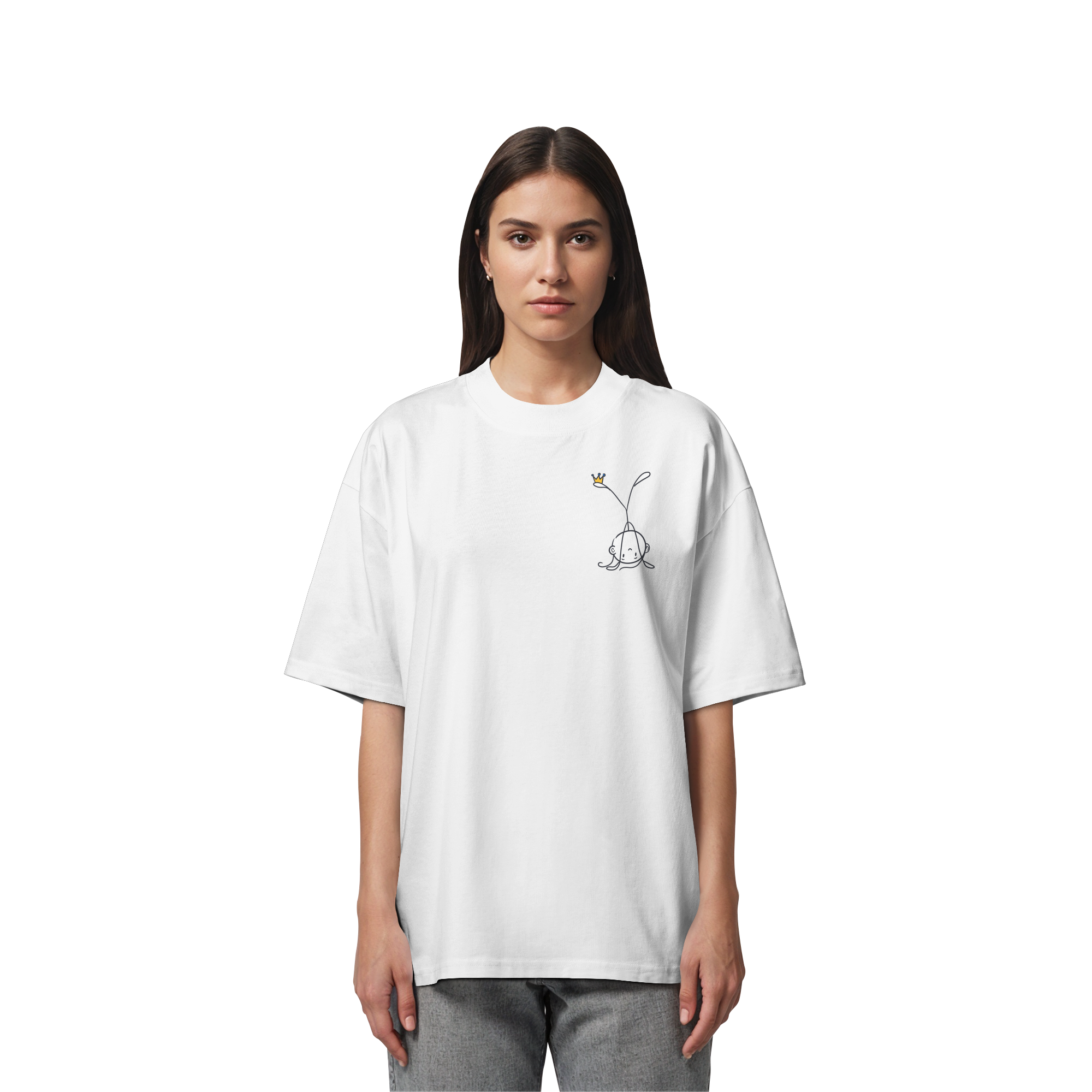 Seelenmännchen "Handstand Edition" Brustprint (hell) - Organic Oversize Shirt